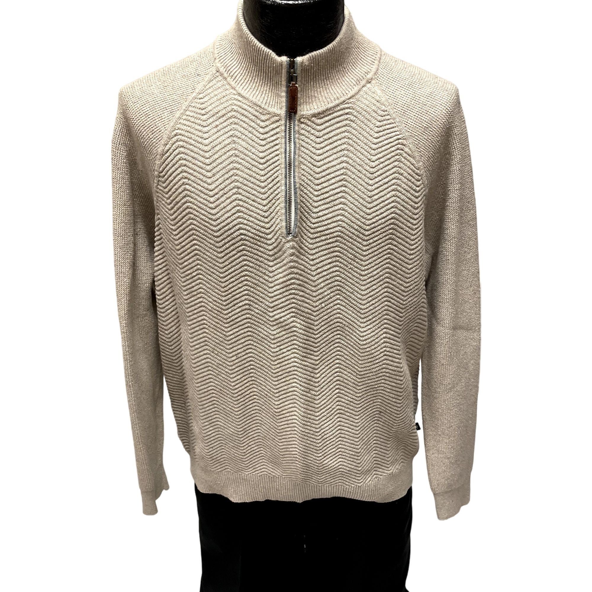 Tommy Bahama Beige Multicolor FLECK Knit 1/4 zip Sweater L