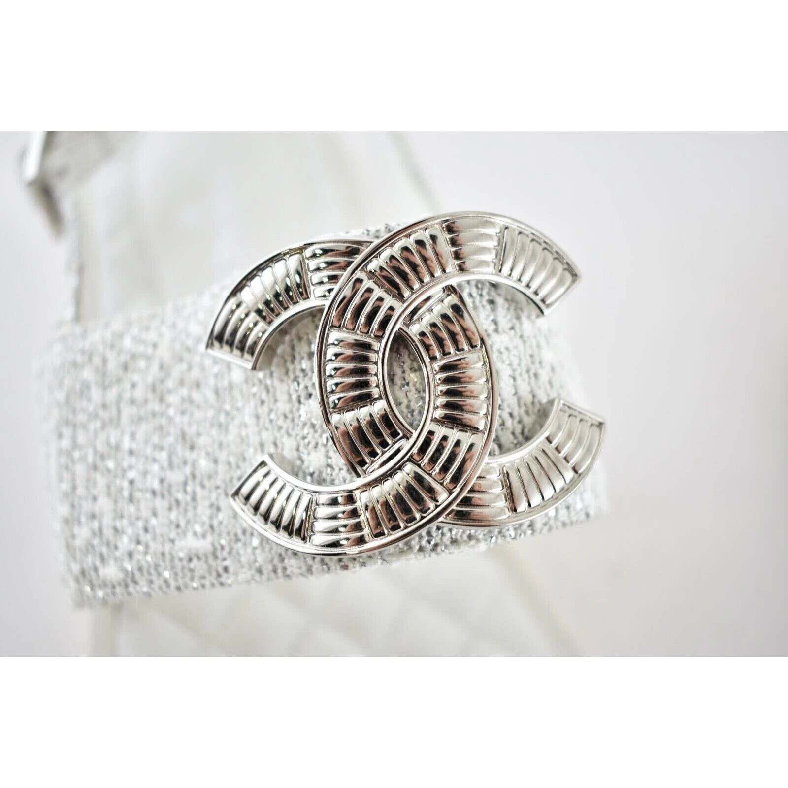 Chanel Chanel 19C White Silver Fantasy Fabric CC Logo Ankle Size US 10.5 / IT 40.5 - 6 Thumbnail