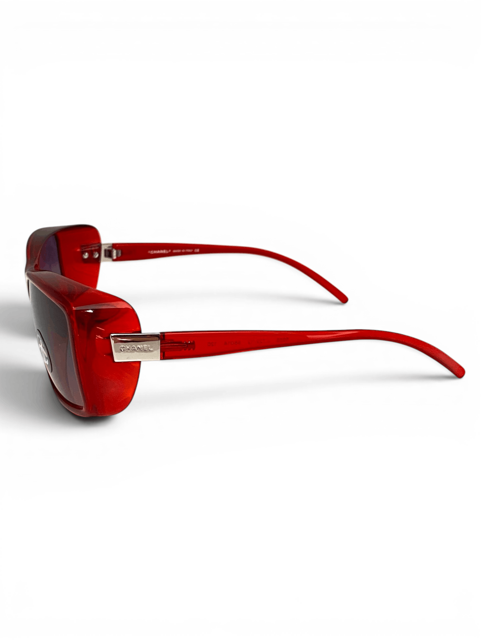 Chanel Chanel CC Logo Shield Oversized Vintage Red Sunglasses Y2K Size ONE SIZE - 8 Thumbnail