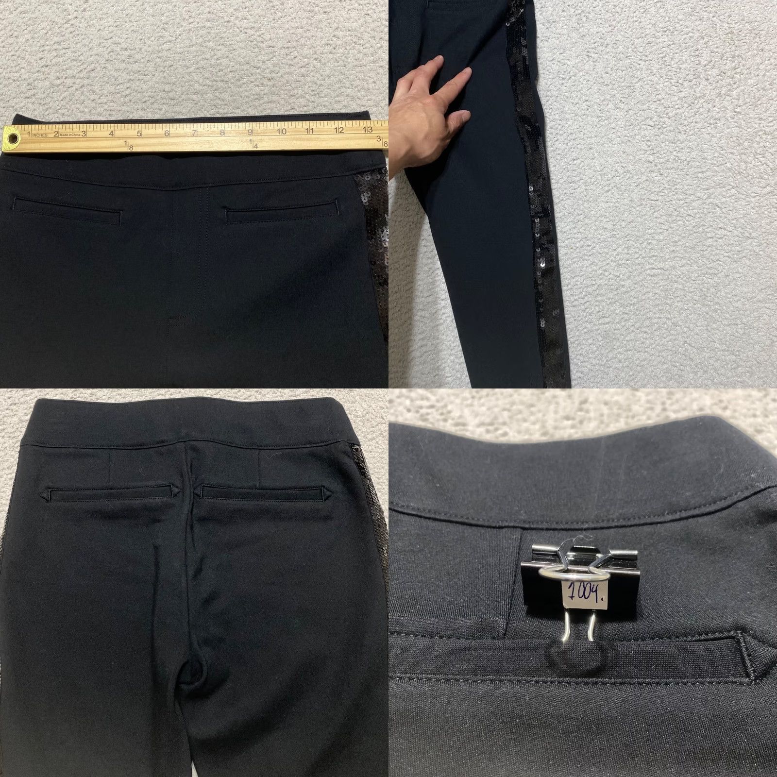 Spanx Spanx Womens Leggings Black Sequin Stripe Slim Pull On XS S Image: Spanx Womens Small Pants Black Leggings Black Skinny Sequin Striped Pull On Size 42" / US 20 - 8 Thumbnail