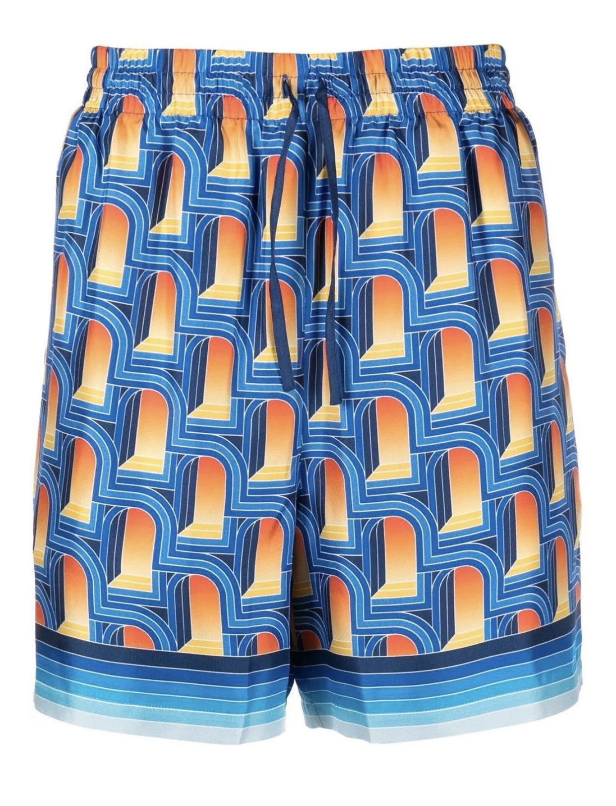 image of Casablanca Size M L'arche De Nuit Silk Shorts in Blue, Men's