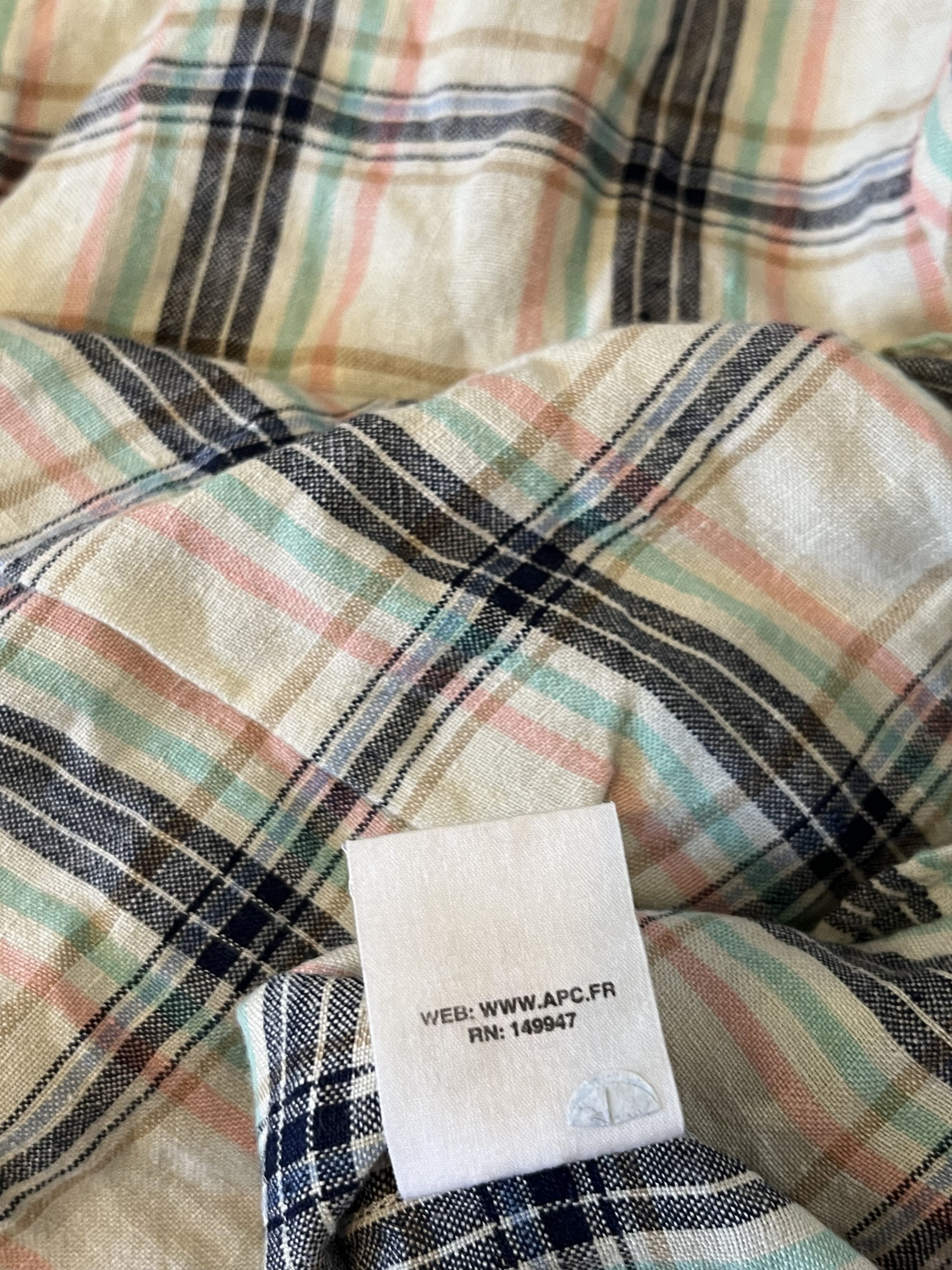 A.P.C. × Designer A.P.C Checked Beige Summer Linen Shirt Size US M / EU 48-50 / 2 - 6 Thumbnail