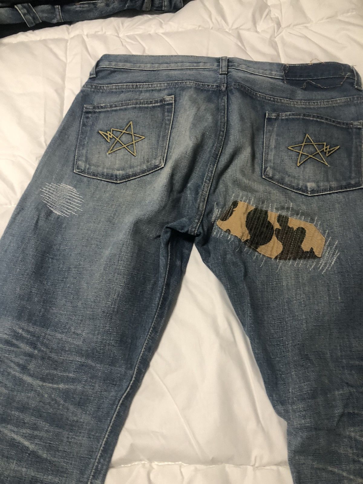 Bape Super rare nigo bape yellow camo patch work jeans Size US 34 / EU 50 - 8 Thumbnail