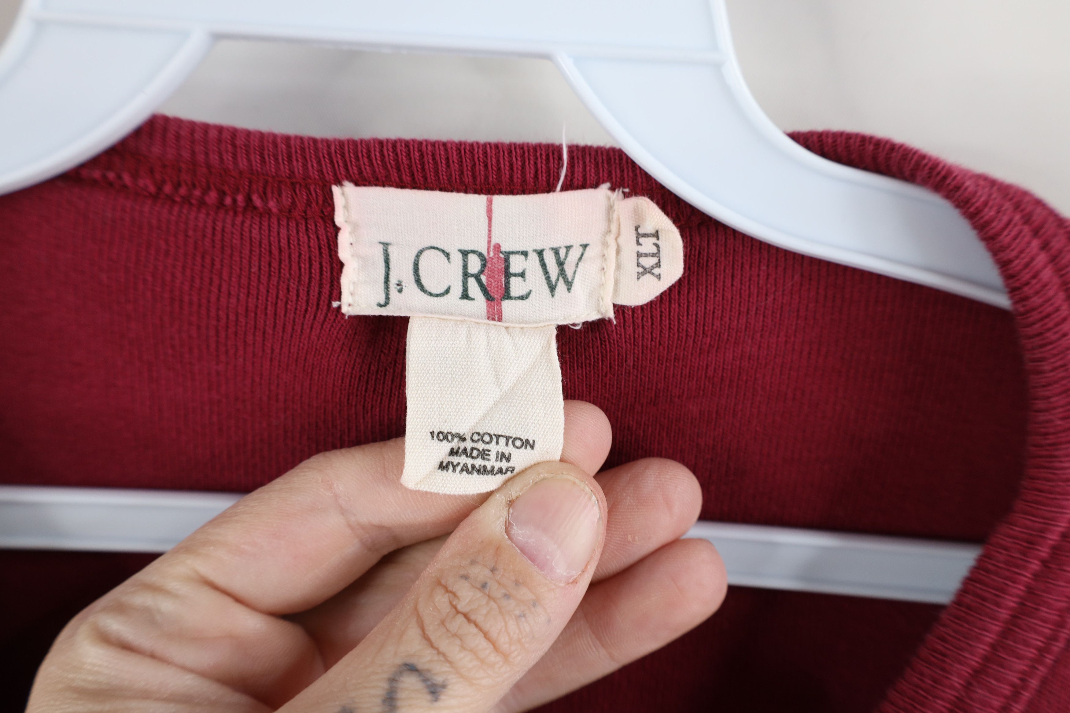 J.Crew × Vintage Vintage 90s J Crew Ribbed Knit Long Sleeve Henley T-Shirt Size US XL / EU 56 / 4 - 9 Thumbnail
