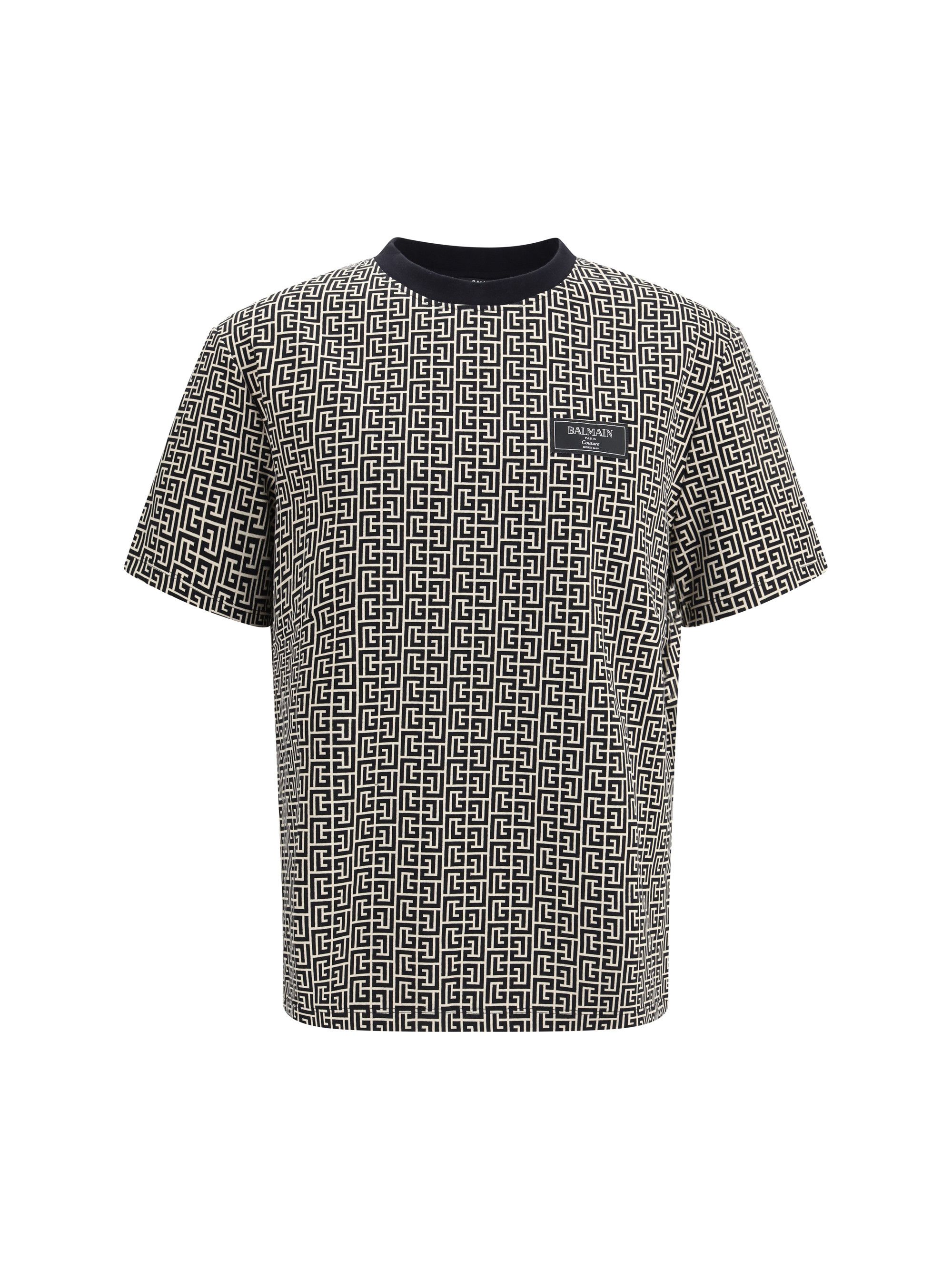 Balmain Jacquard T-shirt with PB labyrinth monogram Size US M / EU 48-50 / 2 - 1 Thumbnail
