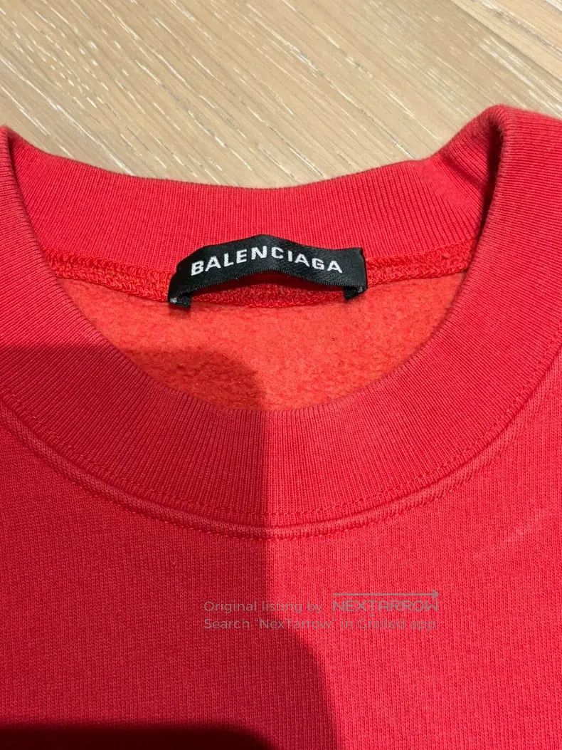 Balenciaga Balenciaga Red Embroidered Logo Round Neck Sweatshirt Size US XXS / EU 40 - 2 Thumbnail