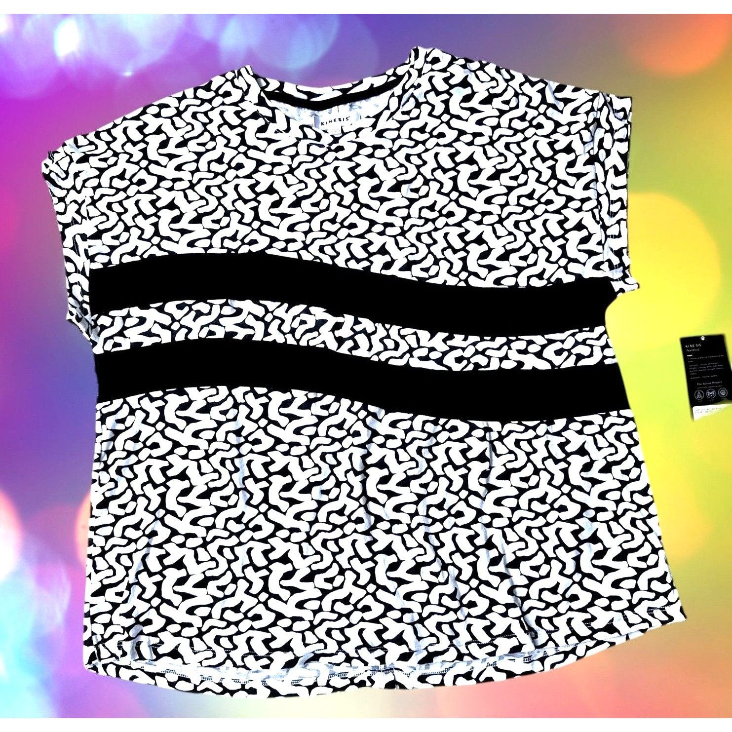 Other NWT Kinesis Pullover Top XL Black White Stripe Abstract Dolm Size XL / US 12-14 / IT 48-50 - 5 Thumbnail