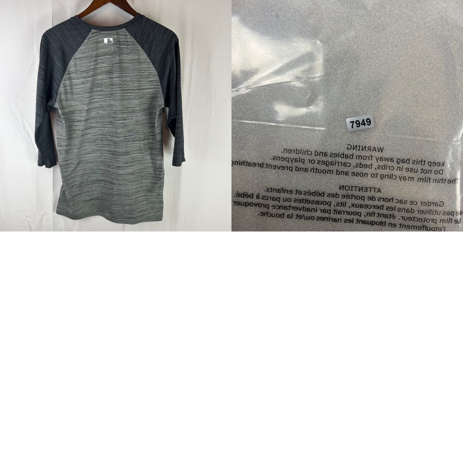 Nike Nike MLB Training Shirt Mens Small Raglan 3/4 Sleeve Dri-FIT AA8260-010 Gray Black Space Dye Graphic Print S Size US S / EU 44-46 / 1 - 8 Thumbnail