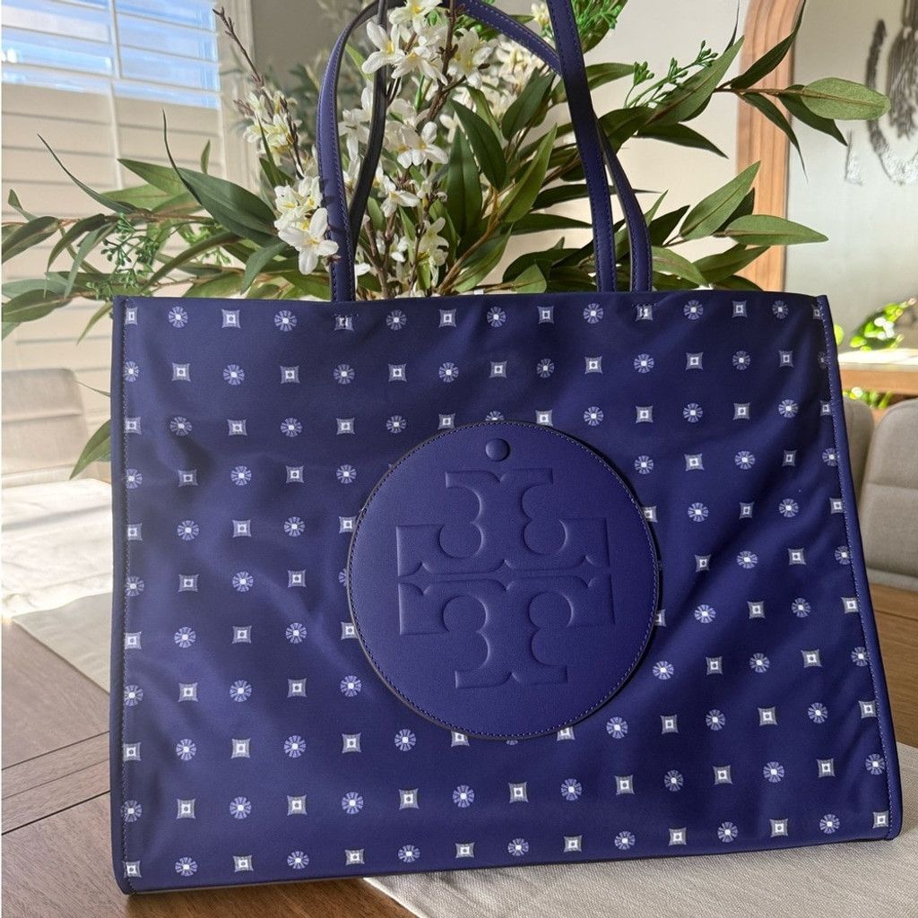 Tory Burch Tory Burch Blue Patterned Tote Size ONE SIZE - 2 Thumbnail