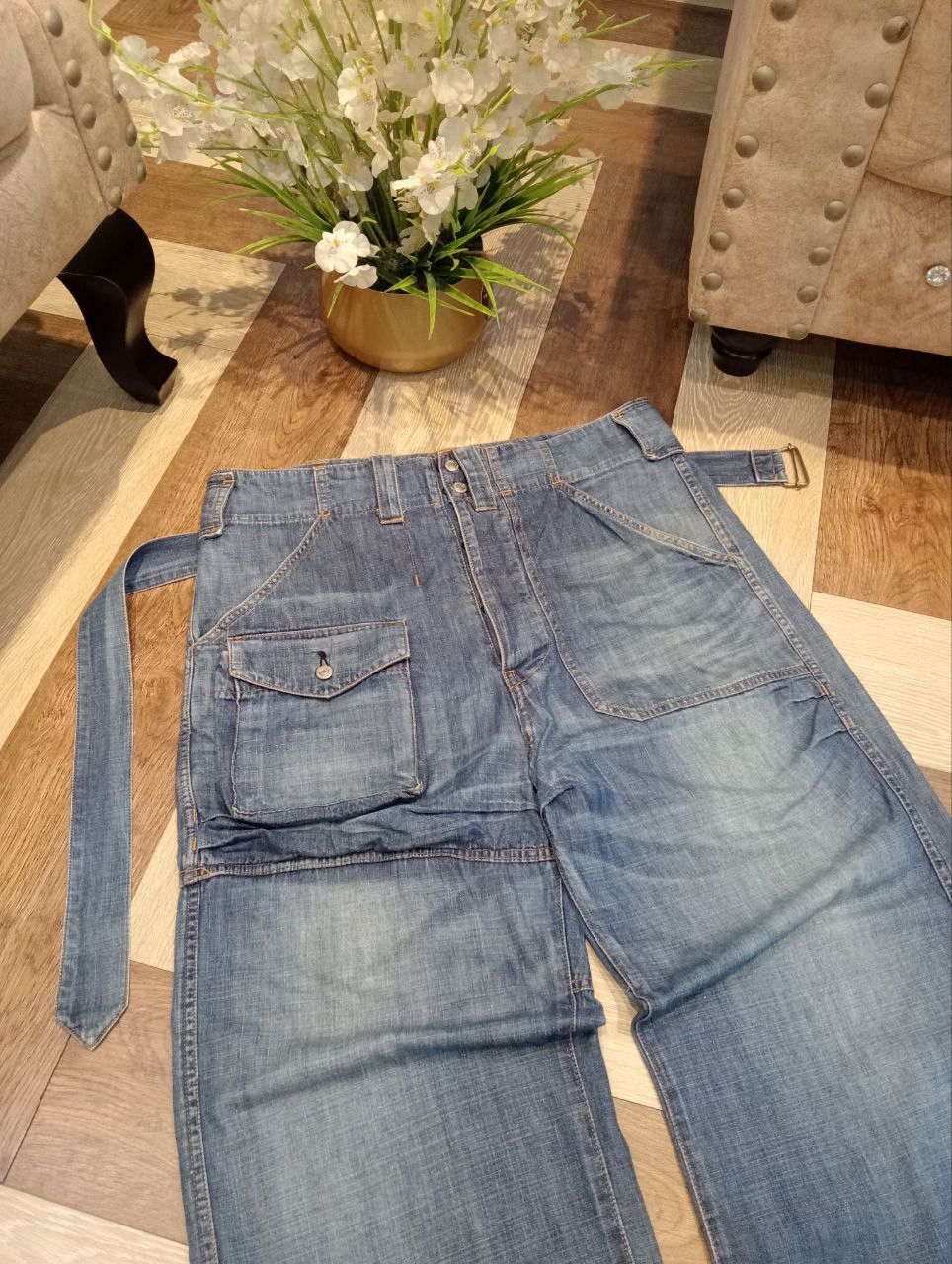 CABANE de ZUCCa RARE CABANE DE ZUCCA BY ISSEY MIYAKE BLUE CARGO JEANS Size US 36 / EU 52 - 5 Thumbnail