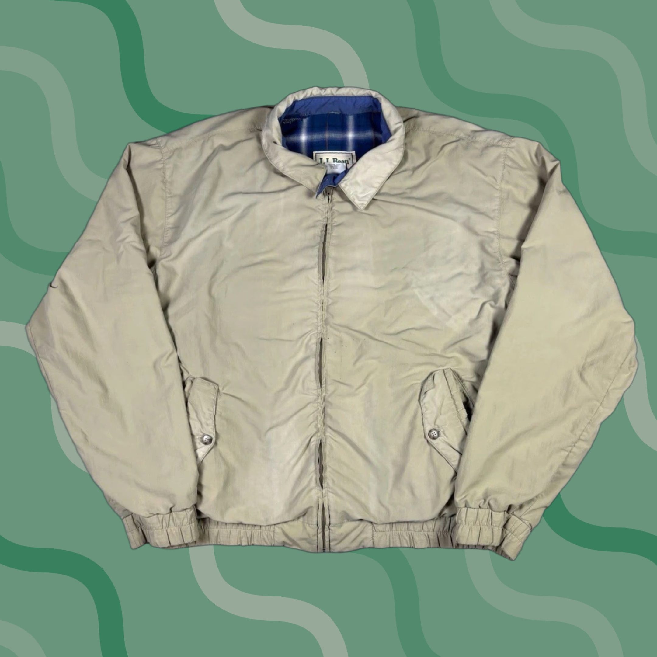 Vintage VINTAGE L.L. Bean Jacket Bomber 90s Full Zip Tan Brown Plaid Mens L Tall Adult Regular Size L Adults Mens Size US L / EU 52-54 / 3 - 1 Thumbnail