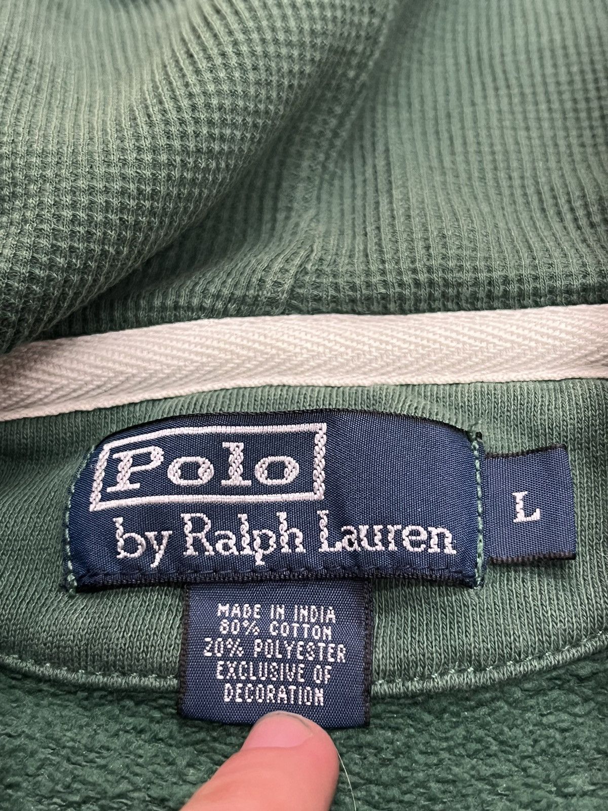 Polo Ralph Lauren × Vintage Polo Ralph Lauren vintage earth tone green thermal hoodie Size US L / EU 52-54 / 3 - 8 Thumbnail