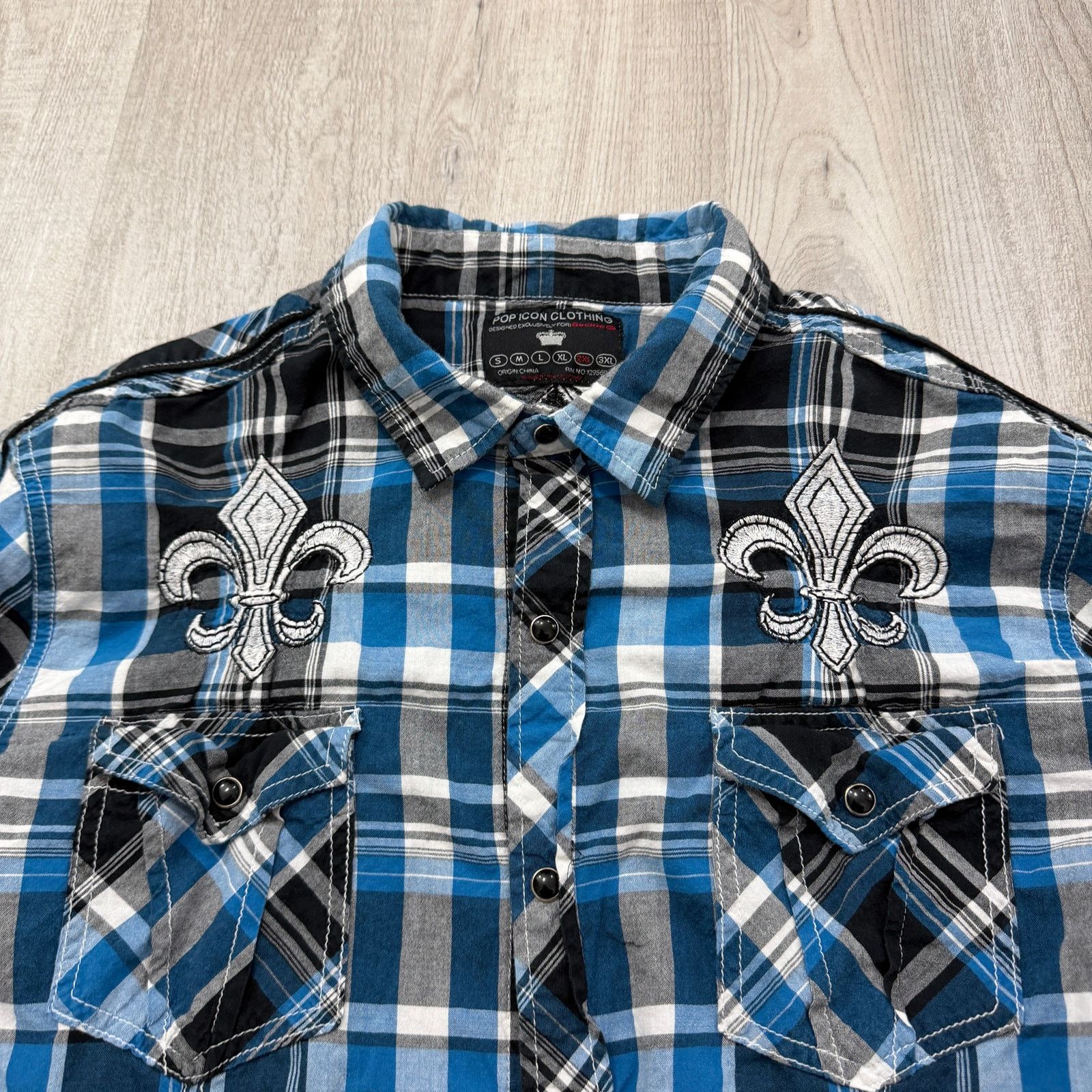 Vintage Vintage POP ICON Cyber Button Shirt Men's 2XL Blue Plaid y2k Size US XXL / EU 58 / 5 - 3 Thumbnail