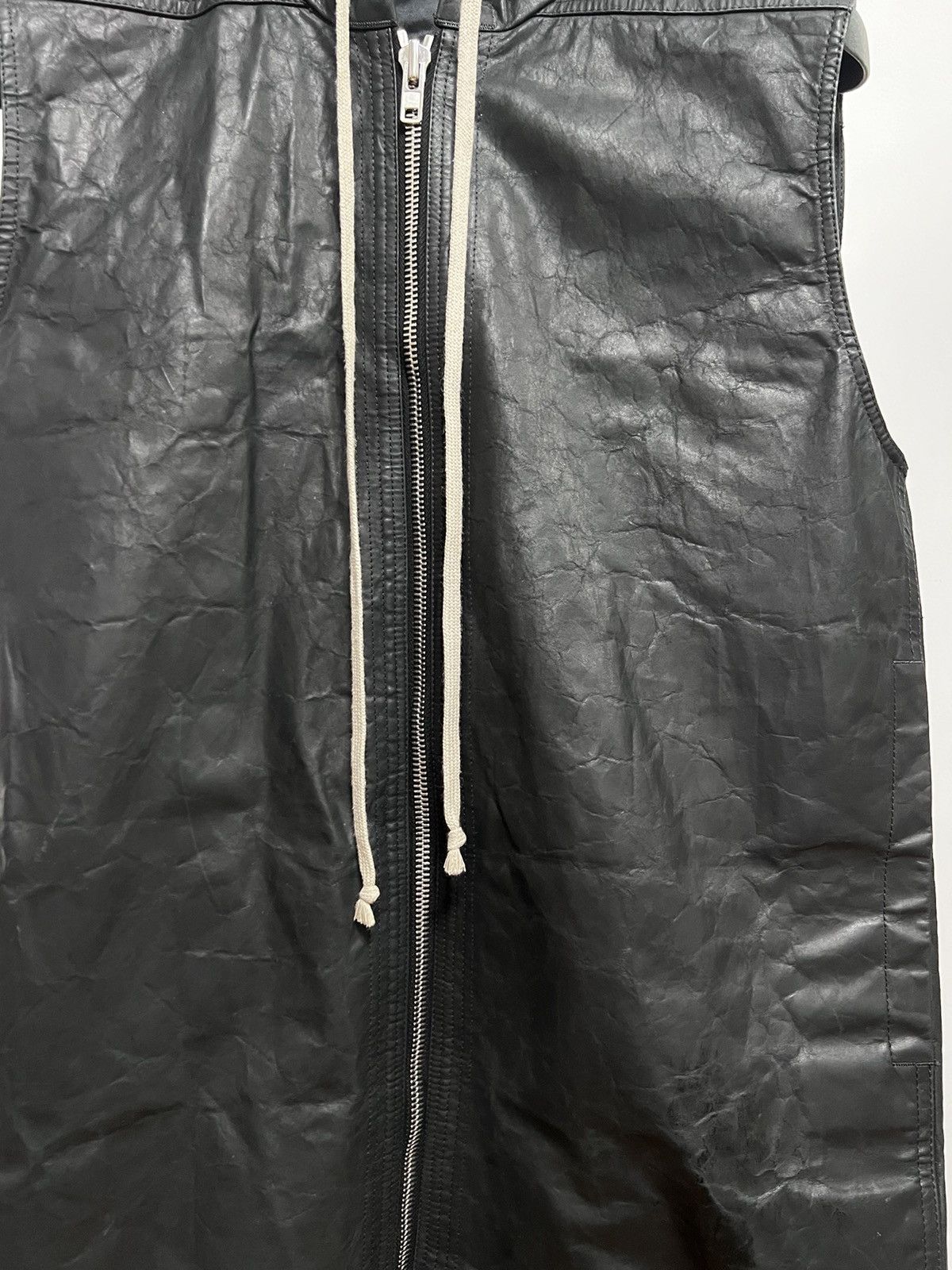 Rick Owens Rick Owens LeatherSleeveless Hoodie Hooded Vest Size US S / EU 44-46 / 1 - 3 Thumbnail