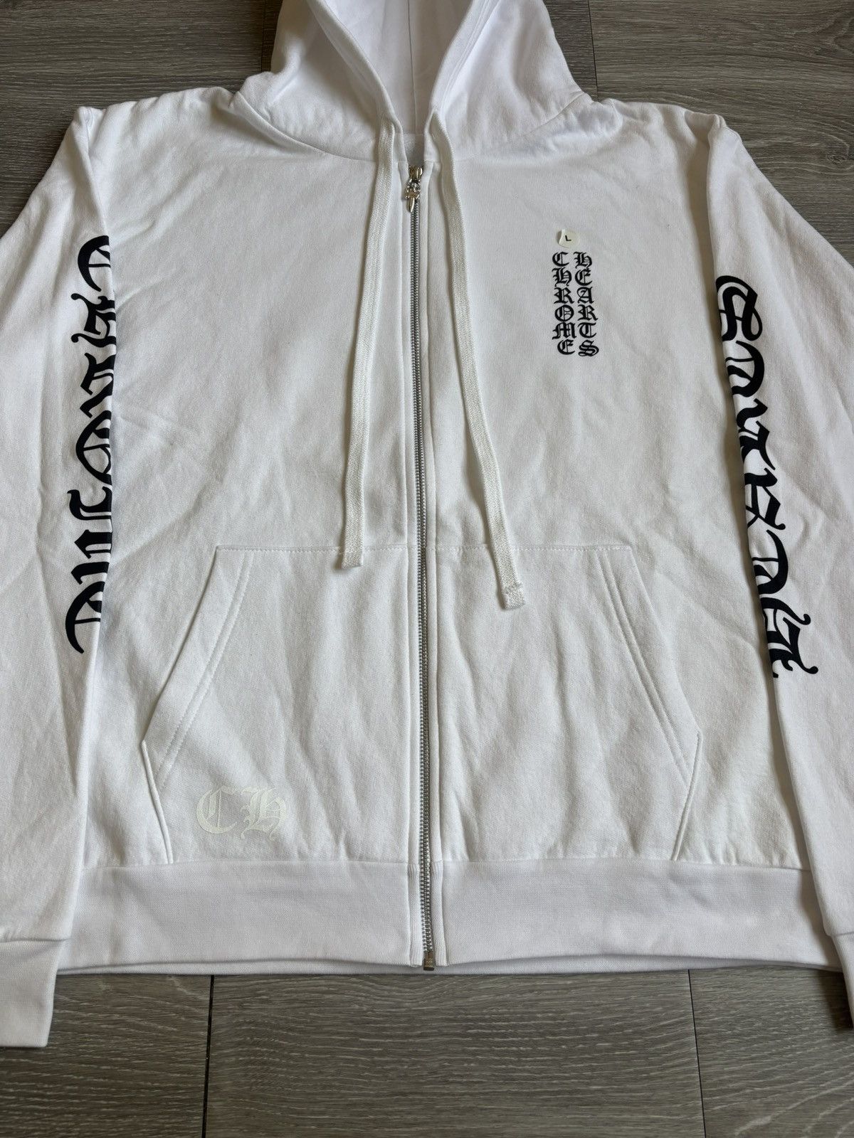 Chrome Hearts Chrome Hearts White Vertical Logo Zipup Hoodie Size US L / EU 52-54 / 3 - 6 Thumbnail