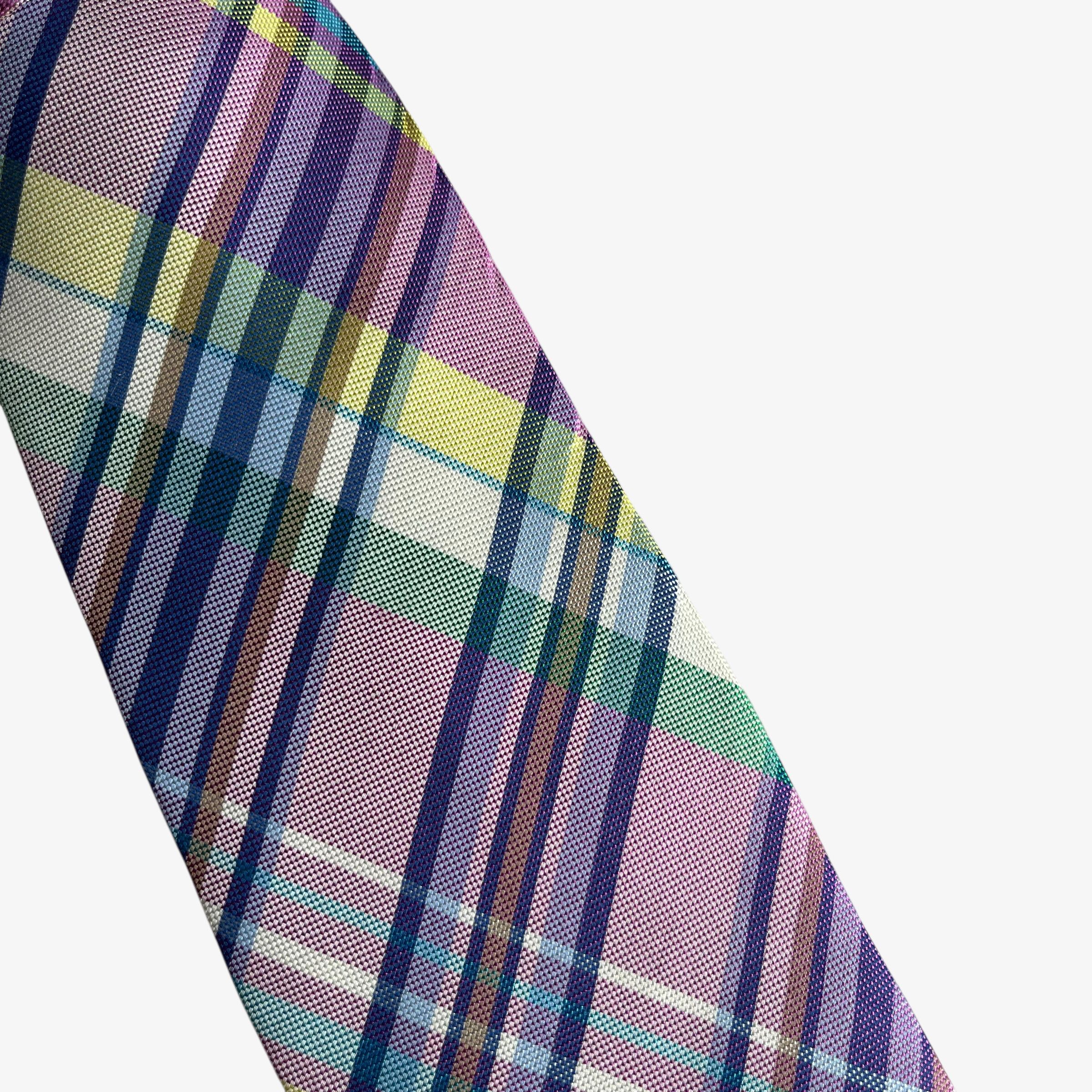 Tommy Hilfiger Vintage Y2K Tommy Hilfiger Pink Tartan Striped Silk Tie Size ONE SIZE - 4 Thumbnail