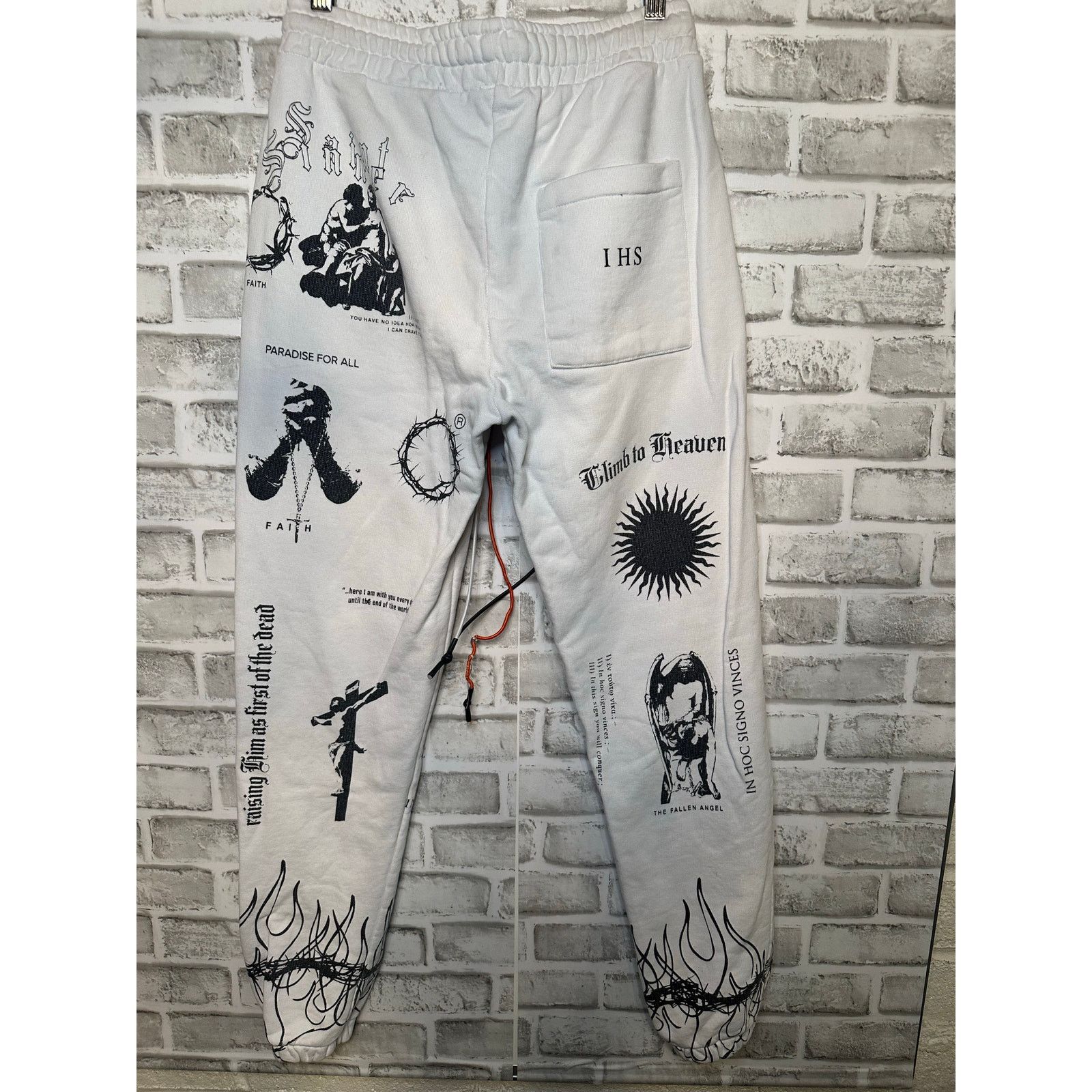 Other IHS Manifesto Graphic White Track Pants S Joggers Cotton Size US 26 / EU 42 - 6 Thumbnail