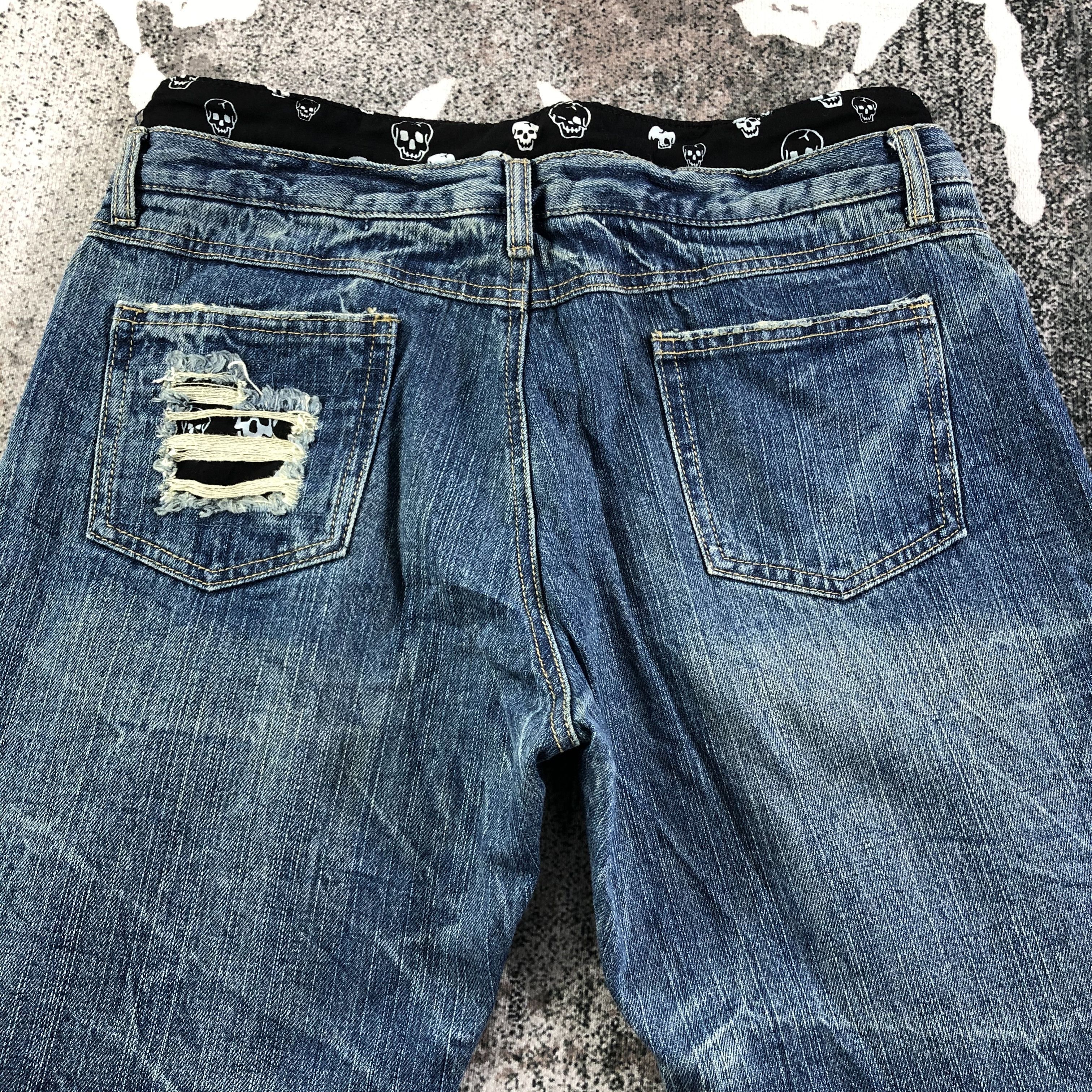 Japanese Brand Playchess Skull Denim Double Waist Denim KJ1669 Size US 32 / EU 48 - 4 Thumbnail