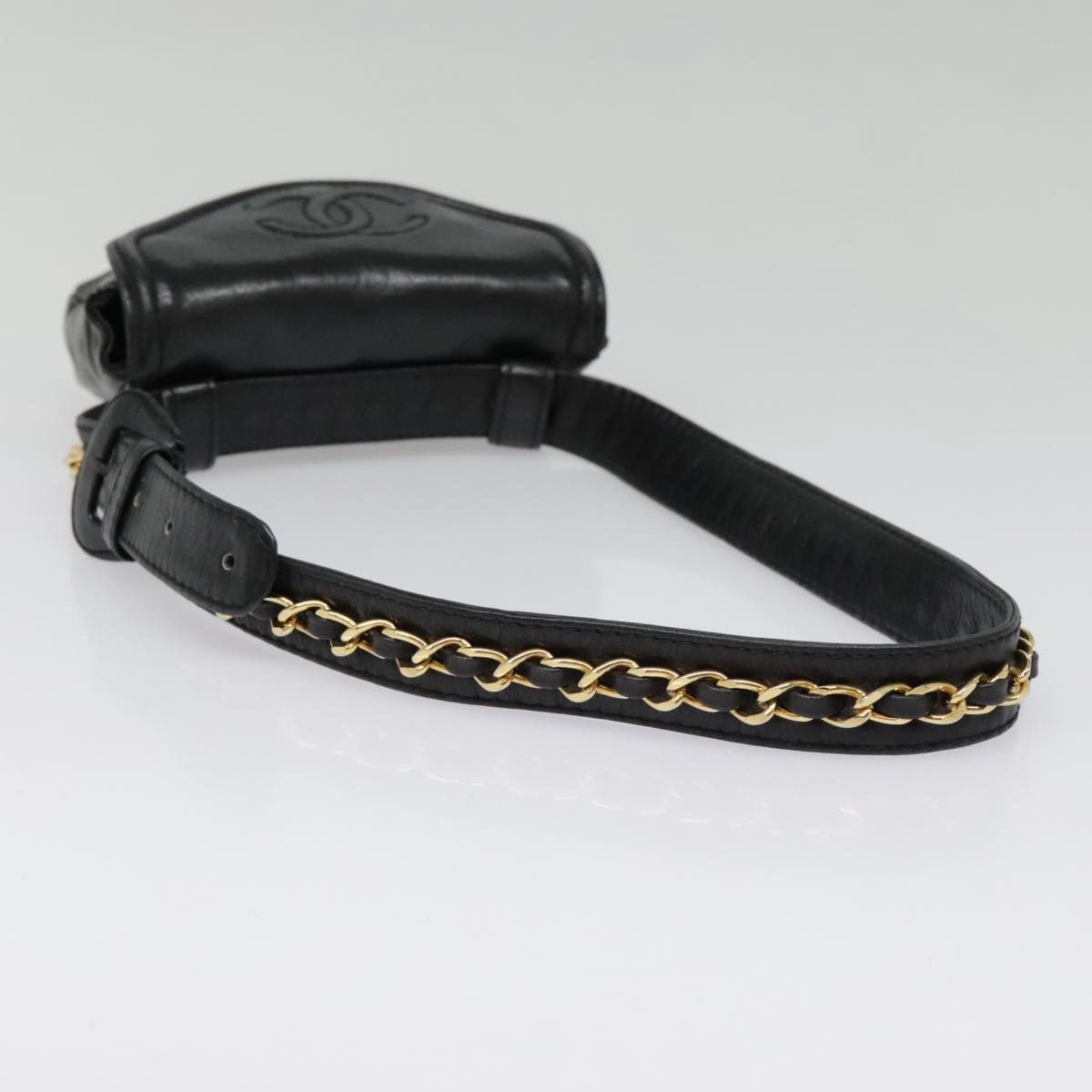 Chanel CHANEL Chain Waist Bag Lamb Skin Black Gold CC Size ONE SIZE - 7 Thumbnail