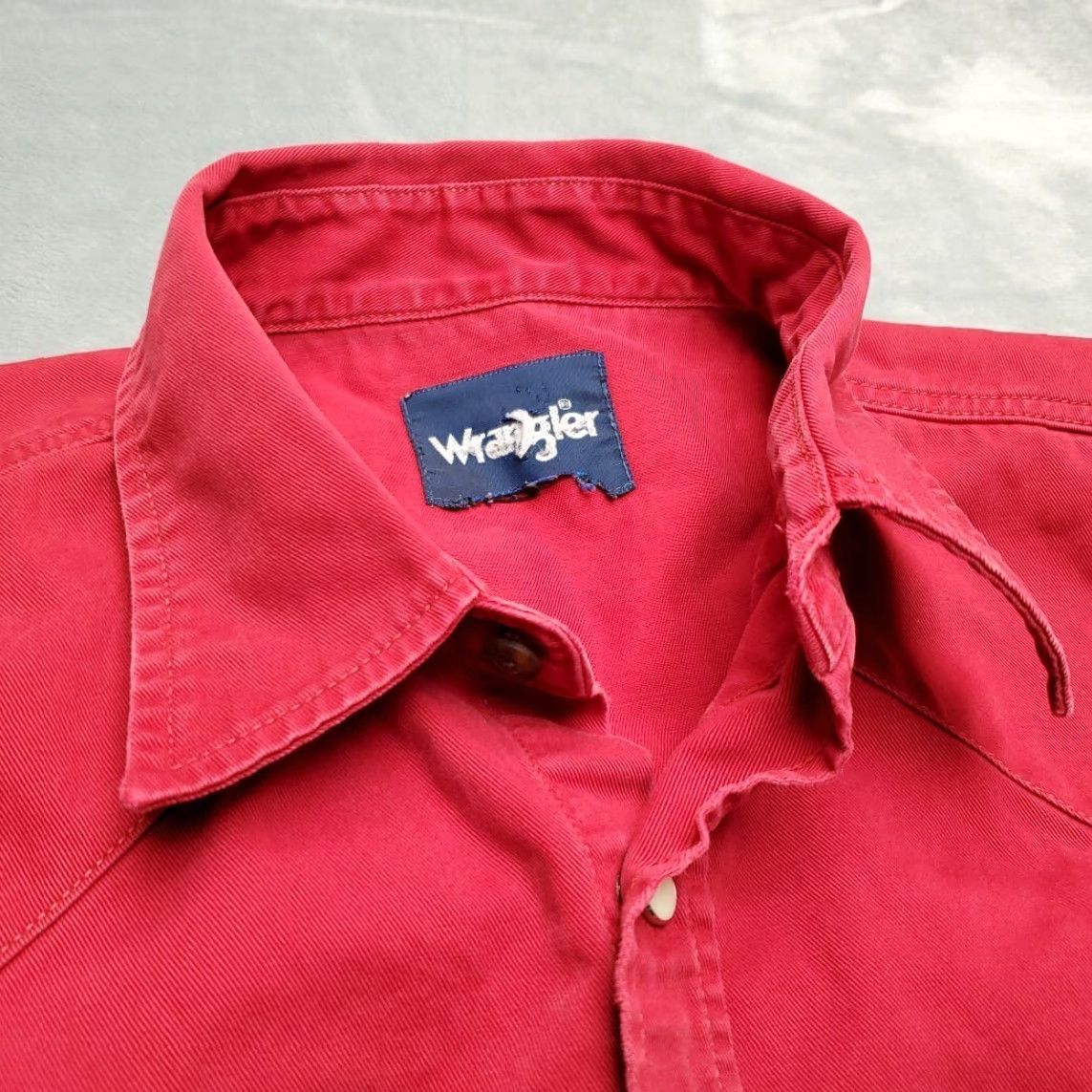 Wrangler VINTAGE Wrangler Shirt Mens XLT Red Brush Popper Pearl Snap Cut Sleeve Cowboy Western Outdoor Black Size US XL / EU 56 / 4 - 4 Thumbnail