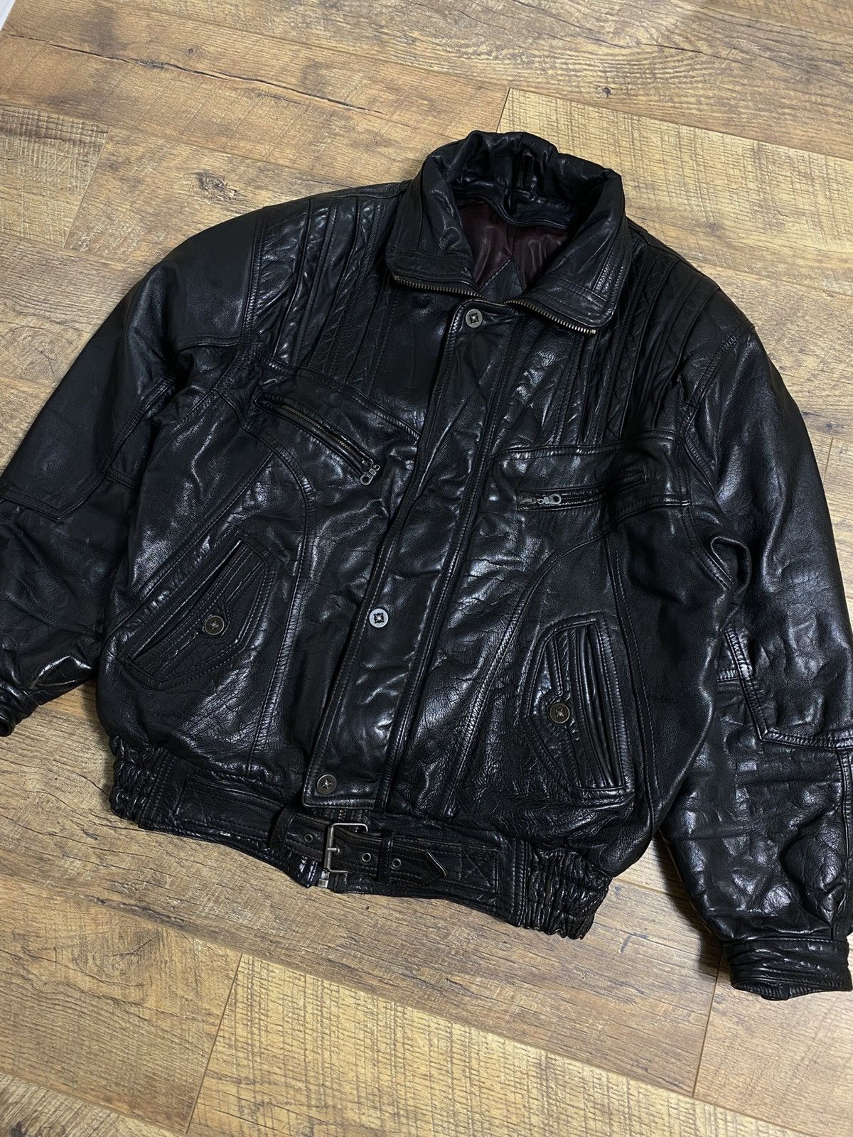 Leather Vintage UNION MASKIN CO Leather Bomber Jacket XL Size US XL / EU 56 / 4 - 1 Thumbnail