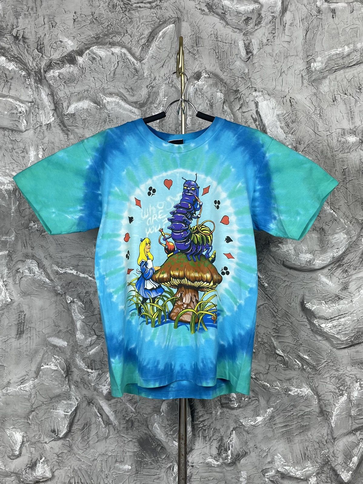 Vintage Alice In Wonderland 2003 Liquid Blue Tie Dye USA T-shirt Size US M / EU 48-50 / 2 - 1 Thumbnail