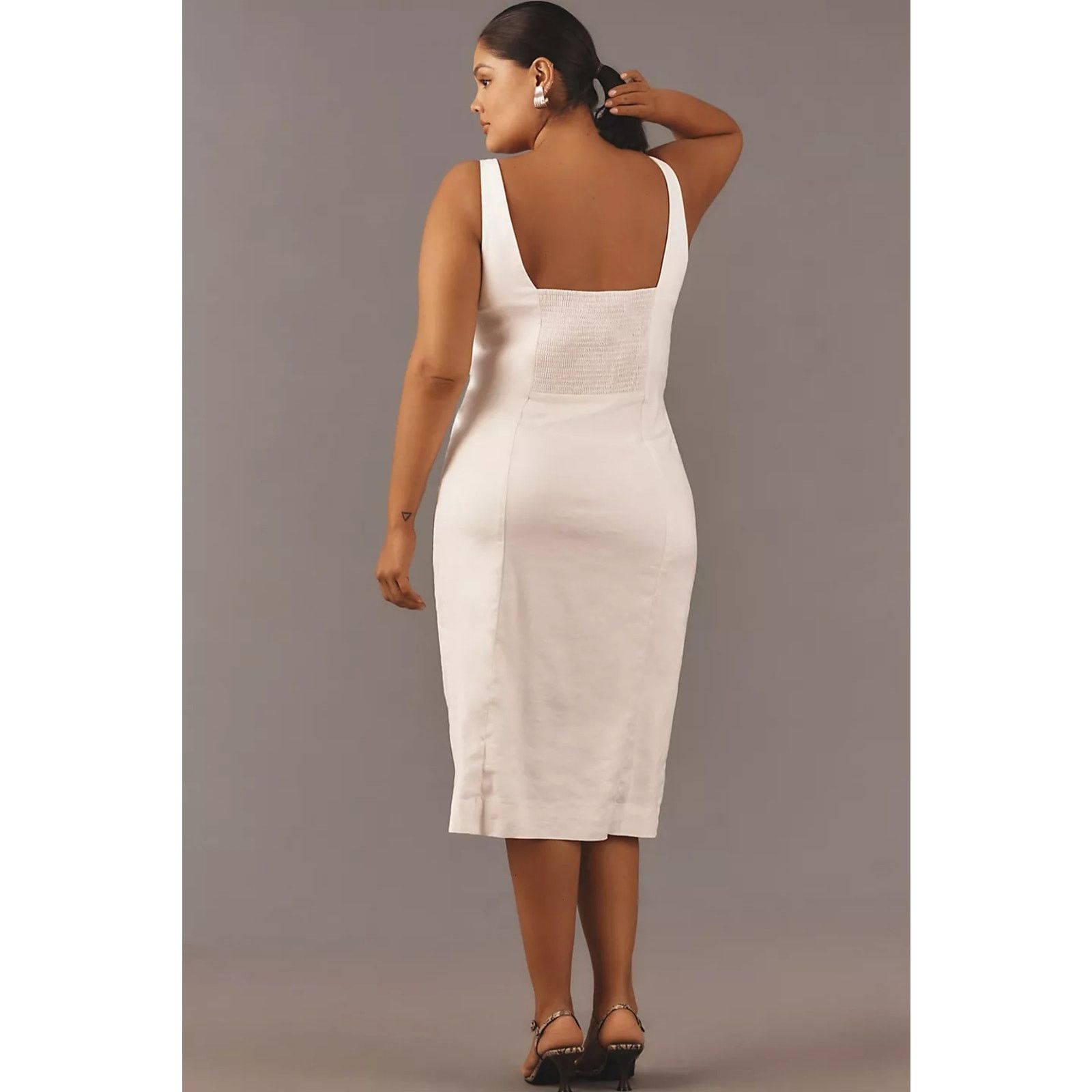 Anthropologie NWT Sleeveless Square-Neck Linen Wrap Midi Dress $178 1X Size XXL / US 16-18 / IT 52-54 - 4 Thumbnail