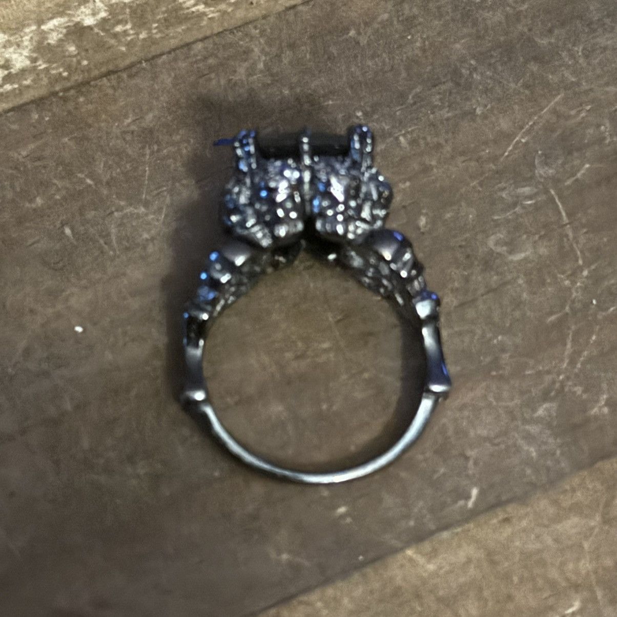 Other Gothic dark silver tone black princess cut skull ring Size ONE SIZE - 8 Thumbnail