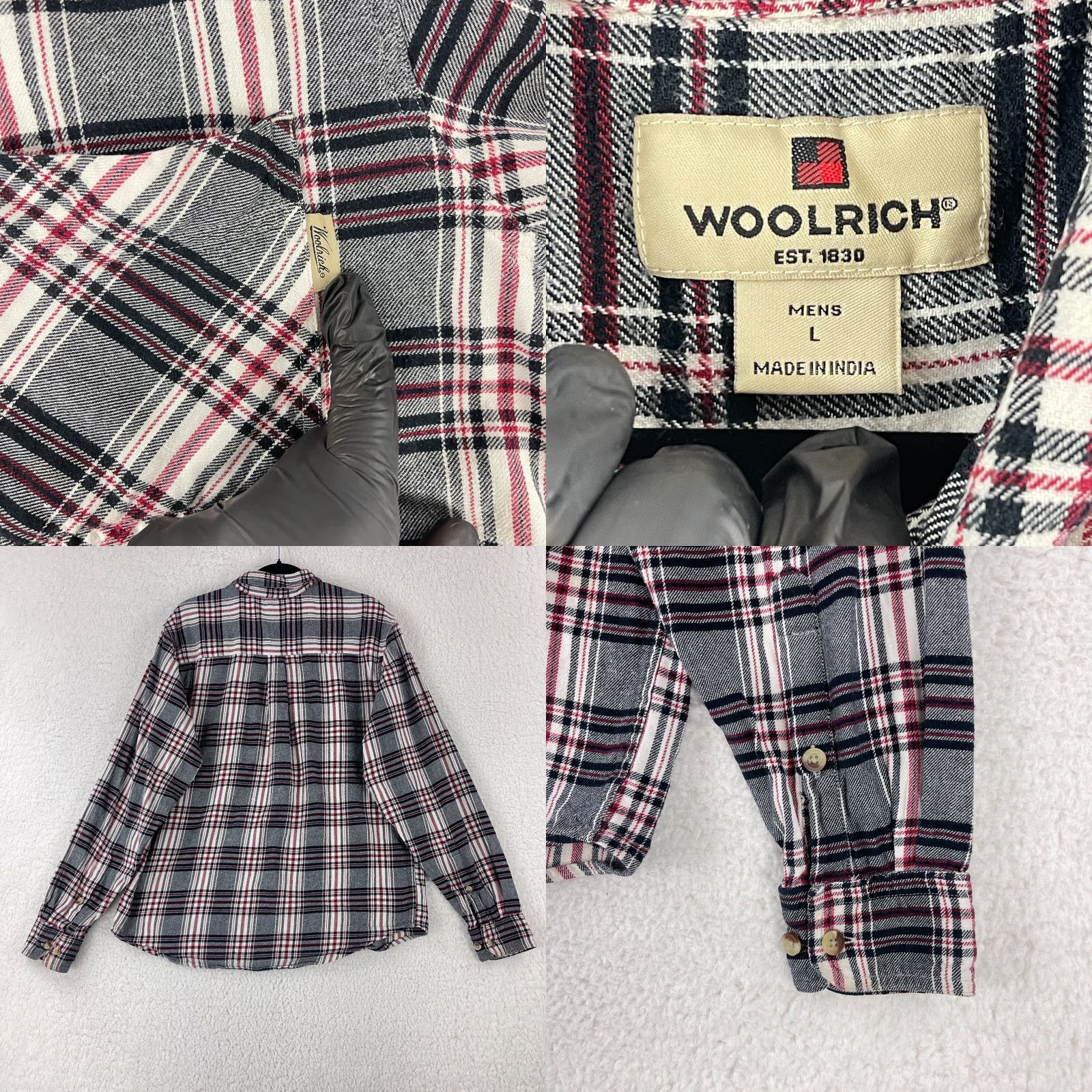 Vintage Woolrich Black Plaid Button-Up Flannel Mens Large Long Sleeve Casual Shirt Size US L / EU 52-54 / 3 - 8 Thumbnail