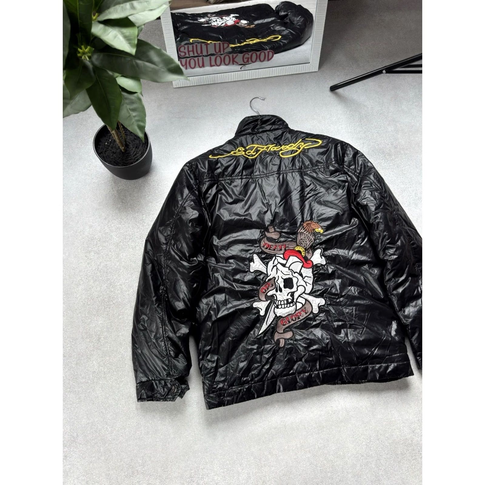 Ed Hardy VINTAGE Ed Hardy By Christian Audigier Big Logo Black Nylon Coat Jacket M Men Vintage Logo Windbreaker 90s Punk Skull US Mens Size US M / EU 48-50 / 2 - 3 Thumbnail