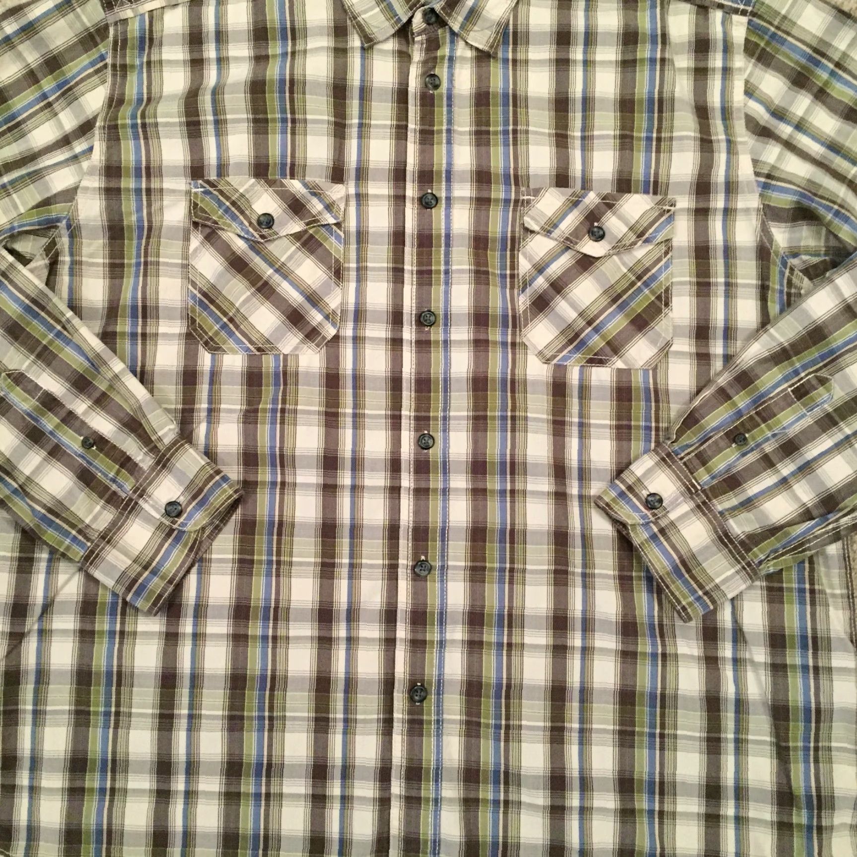 Vintage Ruff Hewn Shirt Mens XXL Green Plaid Long Sleeve Button-Up Shirt Mens Size US XXL / EU 58 / 5 - 4 Thumbnail