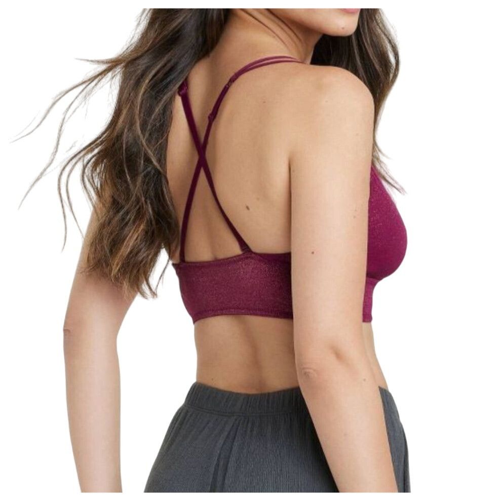 Other Auden - Women's Shimmer Bralette - Burgundy - Extra Small Size ONE SIZE - 2 Thumbnail
