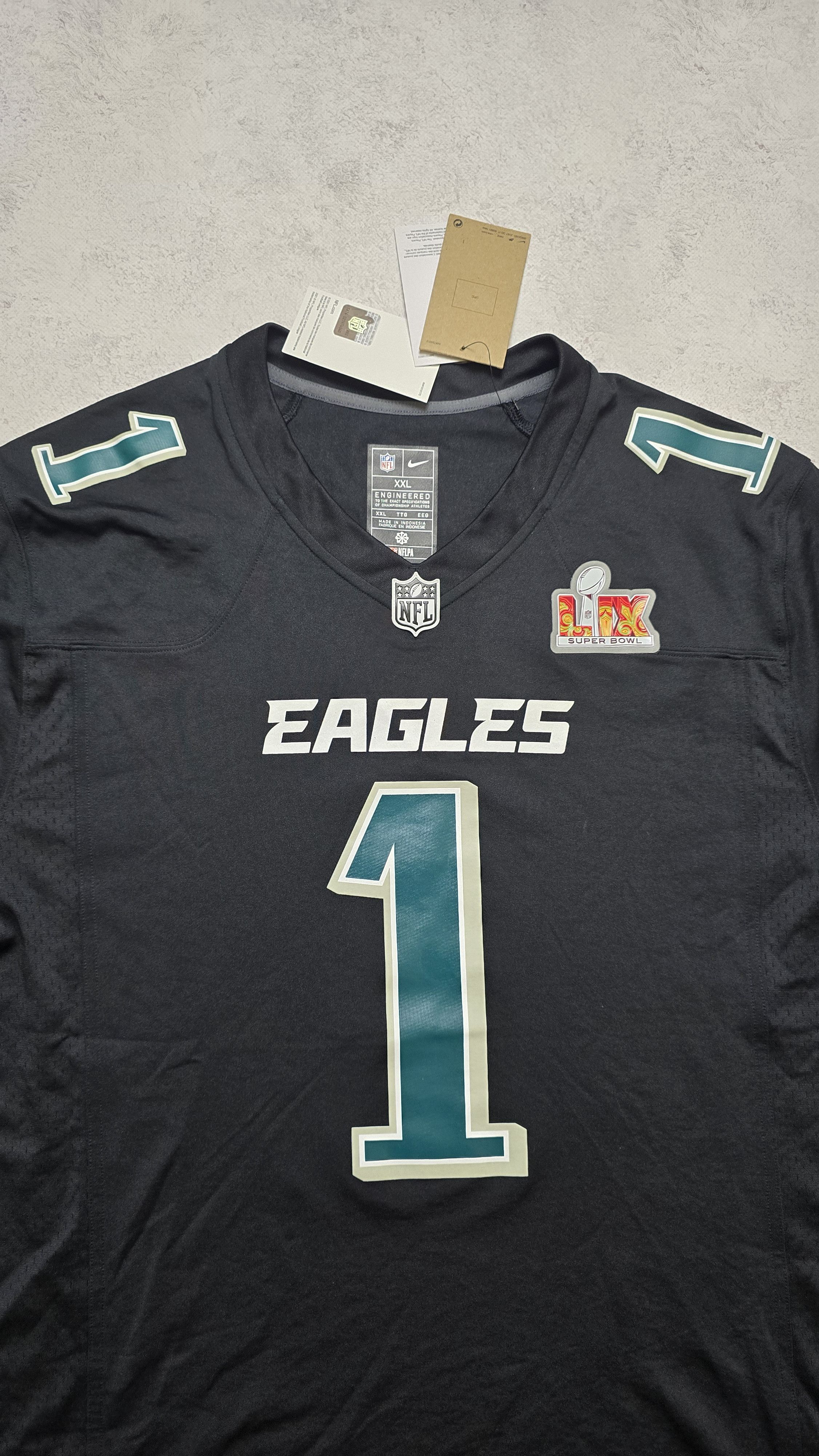 Nike Philadelphia Eagles Hurts Carbon Black Super Bowl 59 Jersey Size US XXL / EU 58 / 5 - 12 Thumbnail