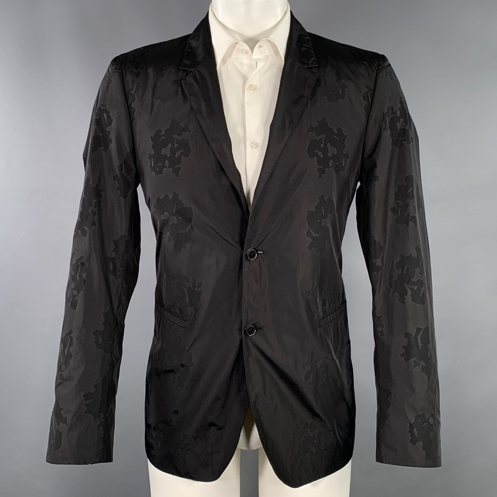 Calvin Klein Size 40 Black Abstract Polyester Sport Coat Size 40R - 1 Thumbnail