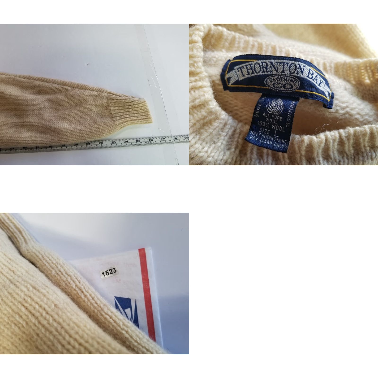Vintage VINTAGE Thornton Bay Sweater Knit Wool Beige L Men Pullover Crew Neck Geometric 100% Wool Made In Hong Kong Regular Size Large Size US L / EU 52-54 / 3 - 8 Thumbnail