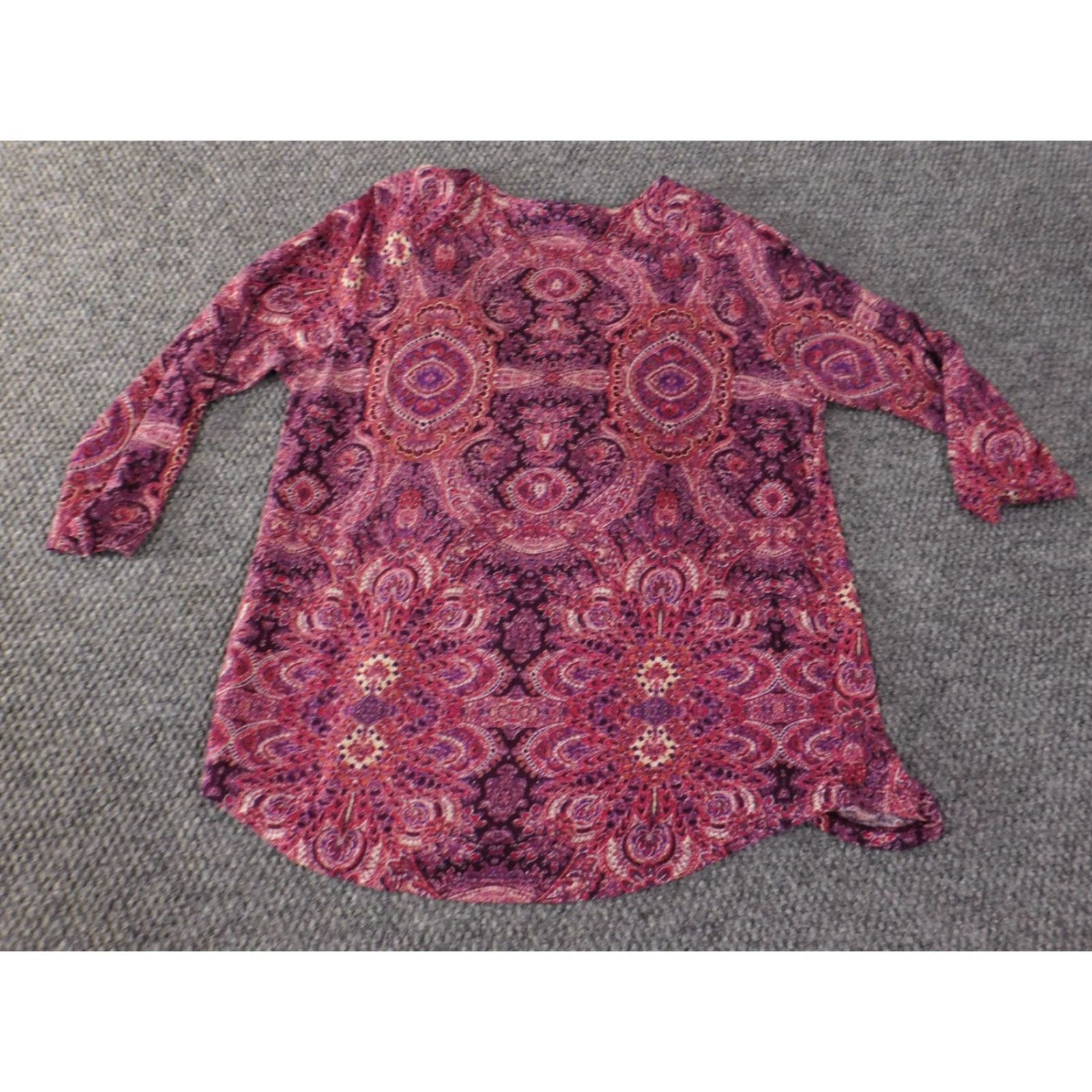 Lucky Brand Lucky Brand Blouse Shirt Womens V-Neck Geometric Purple M Stretch Regular Cotton Modal Rayon Casual Size M / US 6-8 / IT 42-44 - 6 Thumbnail