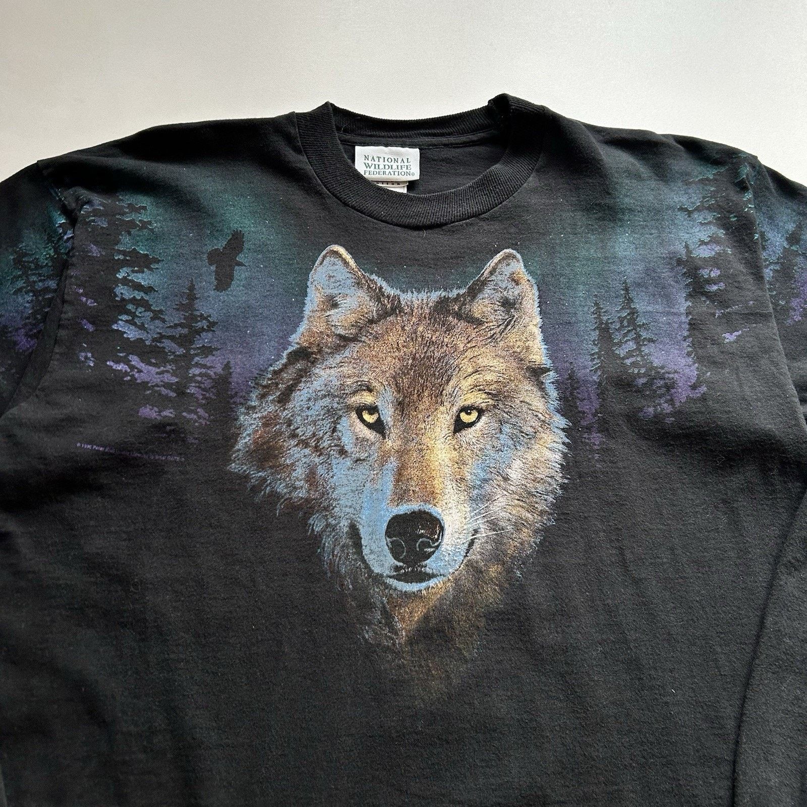 Fruit Of The Loom Vintage Wolf T Shirt Long Sleeve Size XL 90s Animal Art Rare Size US XL / EU 56 / 4 - 2 Thumbnail