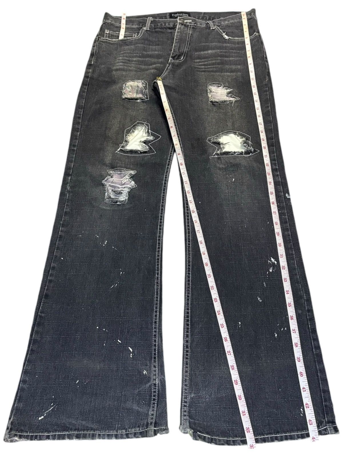 Japanese Brand Vintage Japanese Brand Painted Distressed Patch Flare Jeans Size US 34 / EU 50 - 13 Thumbnail