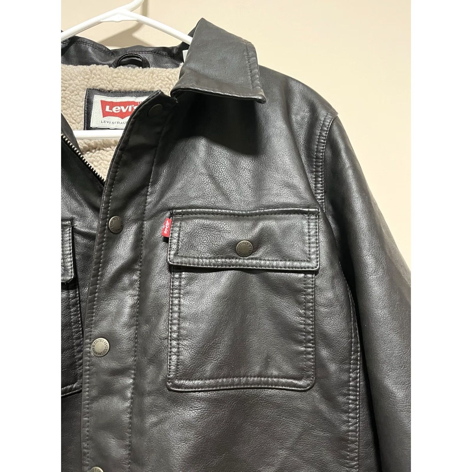 Levi's Levi's Brown Faux Leather Jacket Mens M Bomber Jacket Coat Zip Full Zip Lined Regular Vintage No Size US M / EU 48-50 / 2 - 2 Thumbnail