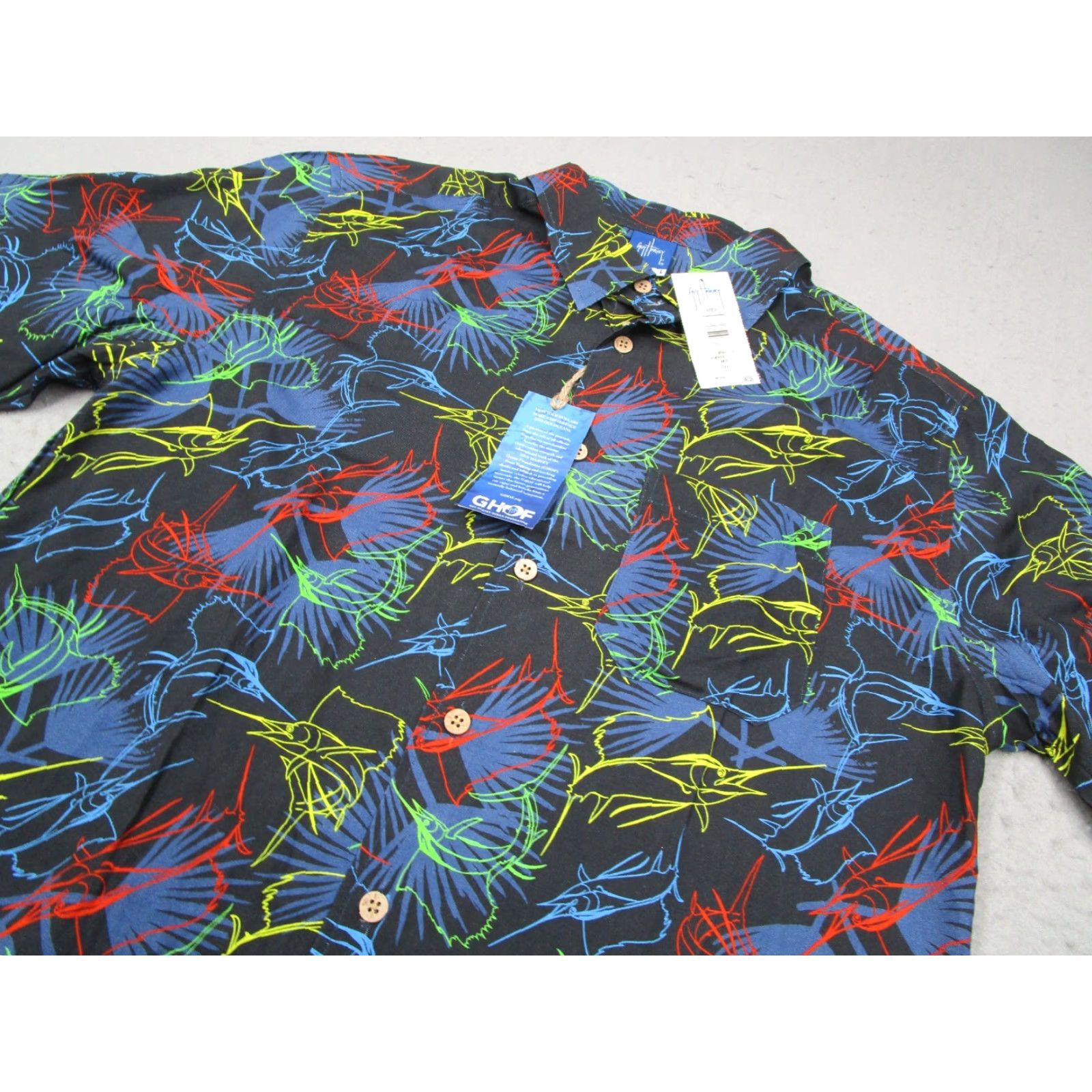 Guy Harvey Guy Harvey Shirt Men Large Blue Button Up Popper Marlin Hawaiian Tiki AOP Size US L / EU 52-54 / 3 - 2 Thumbnail