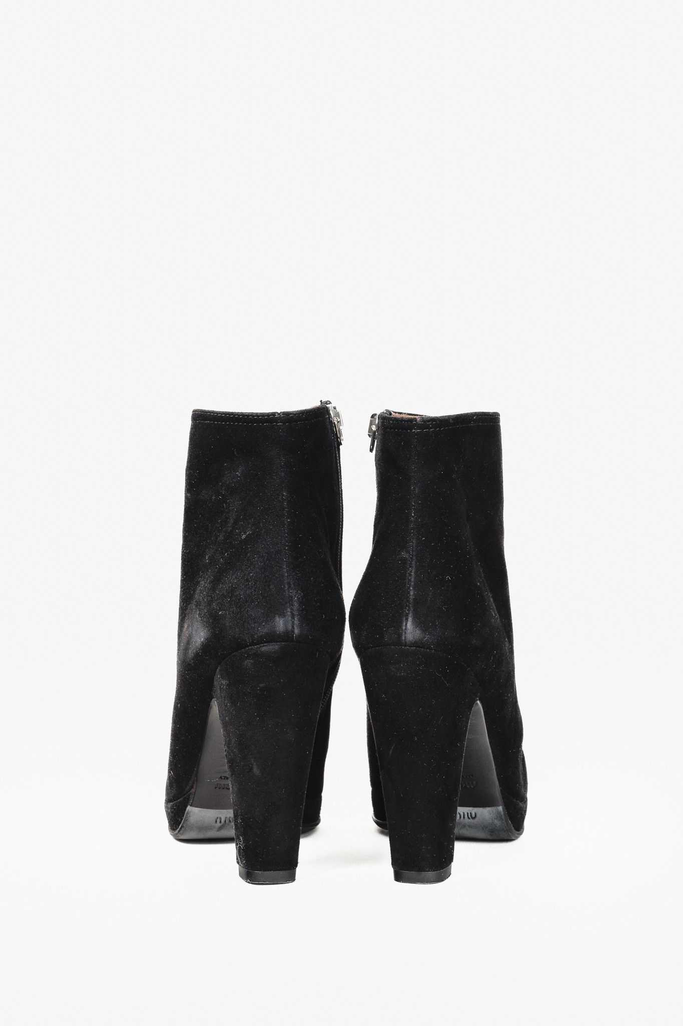 Miu Miu Miu Miu Black Suede Heel Bootie Size US 6.5 / IT 36.5 - 3 Thumbnail