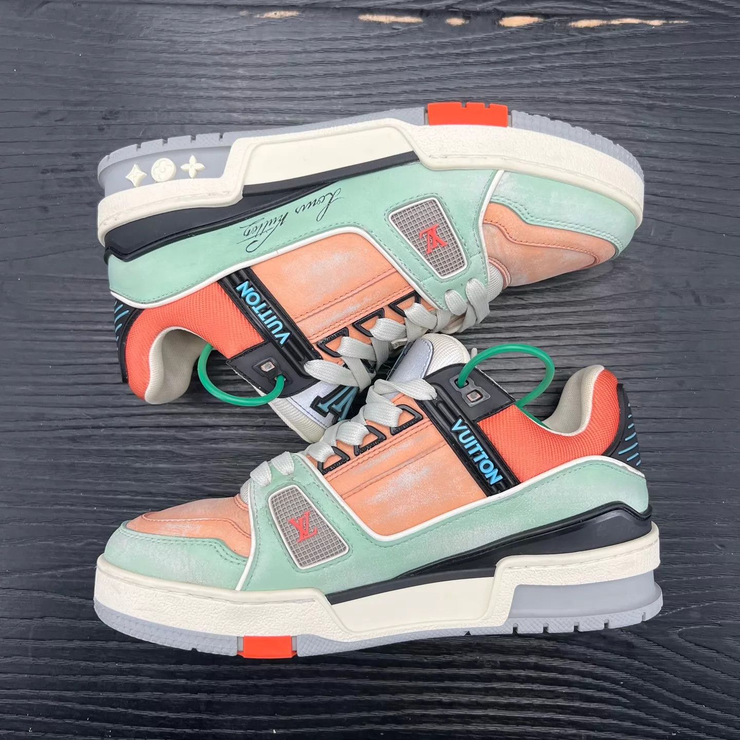 Louis Vuitton LV Trainer Pink Green Black 36 Size US 5.5 / IT 35.5 - 2 Thumbnail