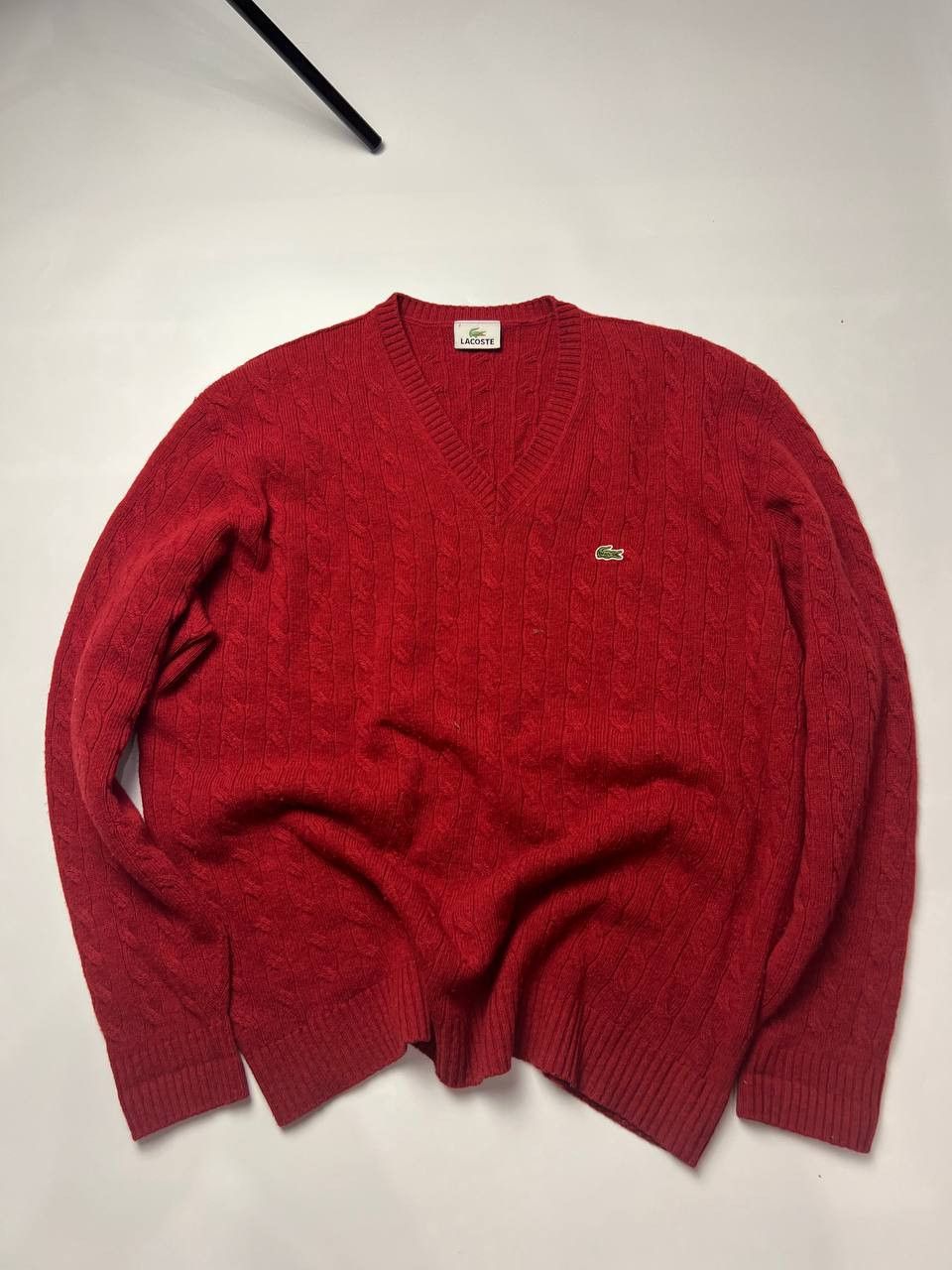 Lacoste 🧥 Lacoste Cable Knit Sweater — Bold Red Edition Size US M / EU 48-50 / 2 - 1 Thumbnail