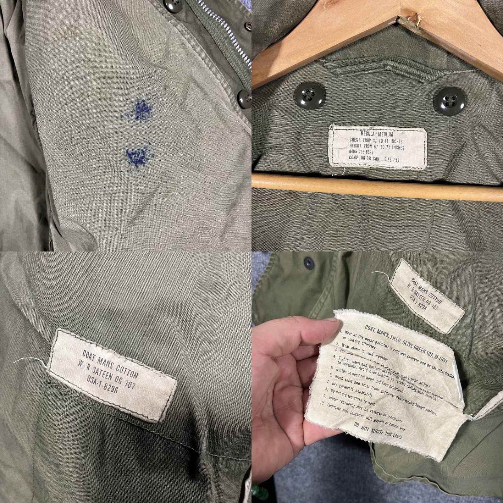 Vintage VINTAGE US Military M-65 Field Jacket Sateen OG-107 Army Coat Medium 1982 Green Size US M / EU 48-50 / 2 - 8 Thumbnail