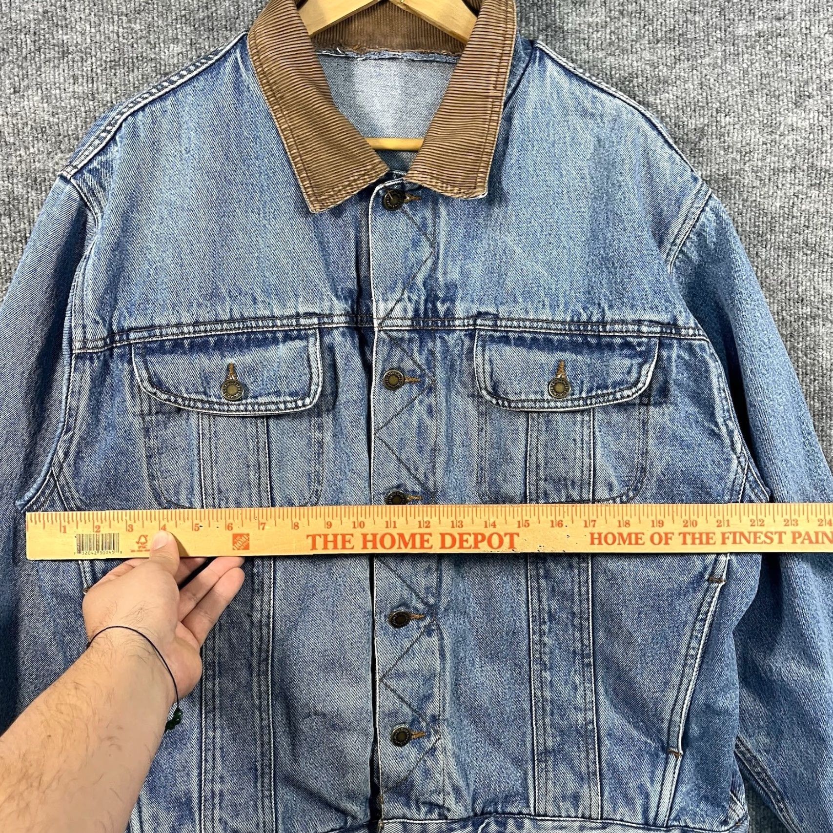 Wrangler VINTAGE Wrangler Denim Jacket Trucker Corduroy Collar Mens XL 80s Denim Jacket USA Mens XL Blue Button Size US 36 / EU 52 - 7 Thumbnail