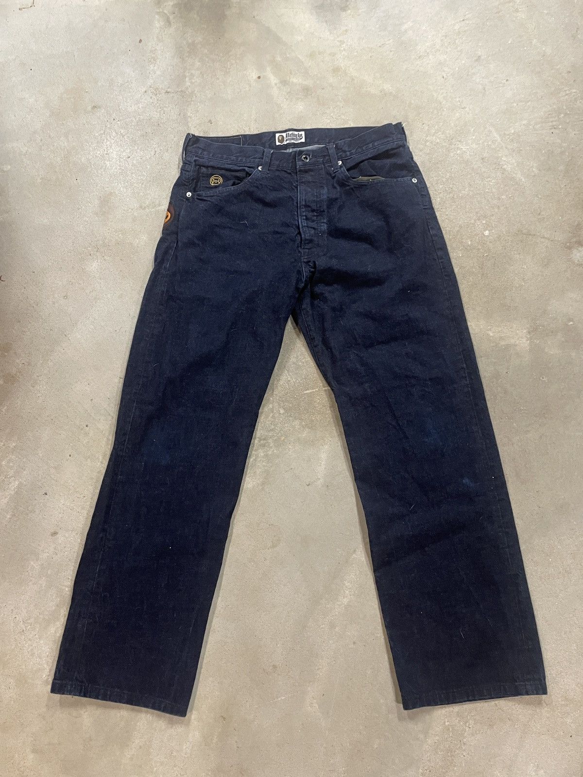 Bape × Nigo BAPE Baby Milo Banana DENIM Pants - a bathing ape size L Size US 32 / EU 48 - 2 Thumbnail