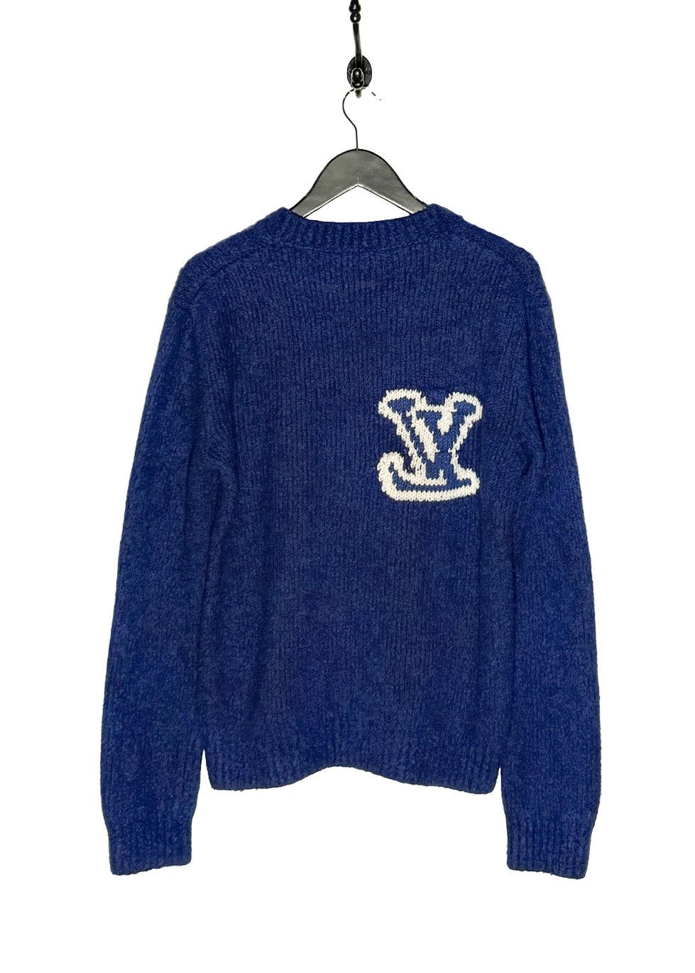 Louis Vuitton Louis Vuitton 2020 Blue Intersia LV Logo Sweater Size US M / EU 48-50 / 2 - 5 Thumbnail