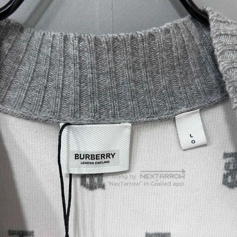 Burberry Burberry Gray Logo Wool Cardigan. Size US L / EU 52-54 / 3 - 4 Thumbnail