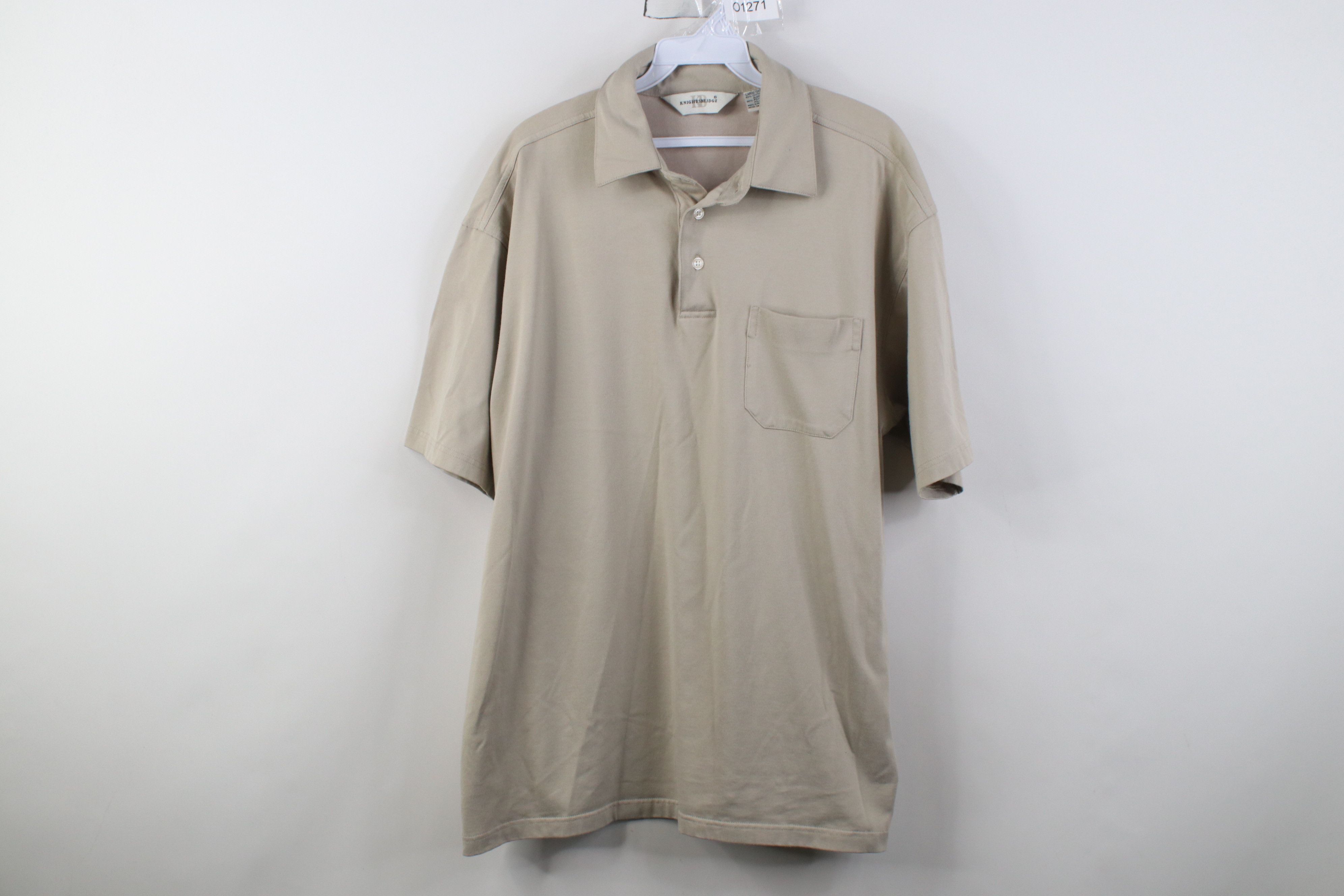 Vintage Vintage 90s Streetwear Knit Collared Golf Polo Shirt Tan Size US L / EU 52-54 / 3 - 1 Thumbnail
