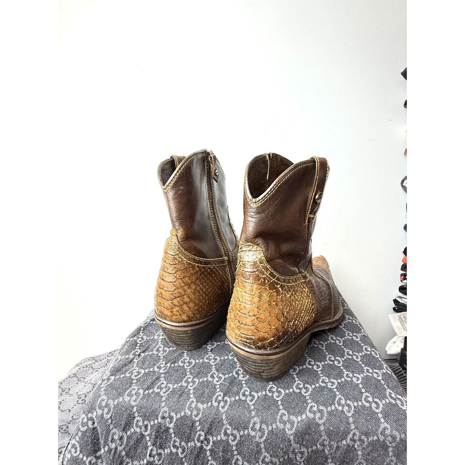Cowboy Equipment 💥Rare! Vintage Kentucky Western Snake Leather Cowboy Boots Size US 10.5 / EU 43-44 - 8 Thumbnail